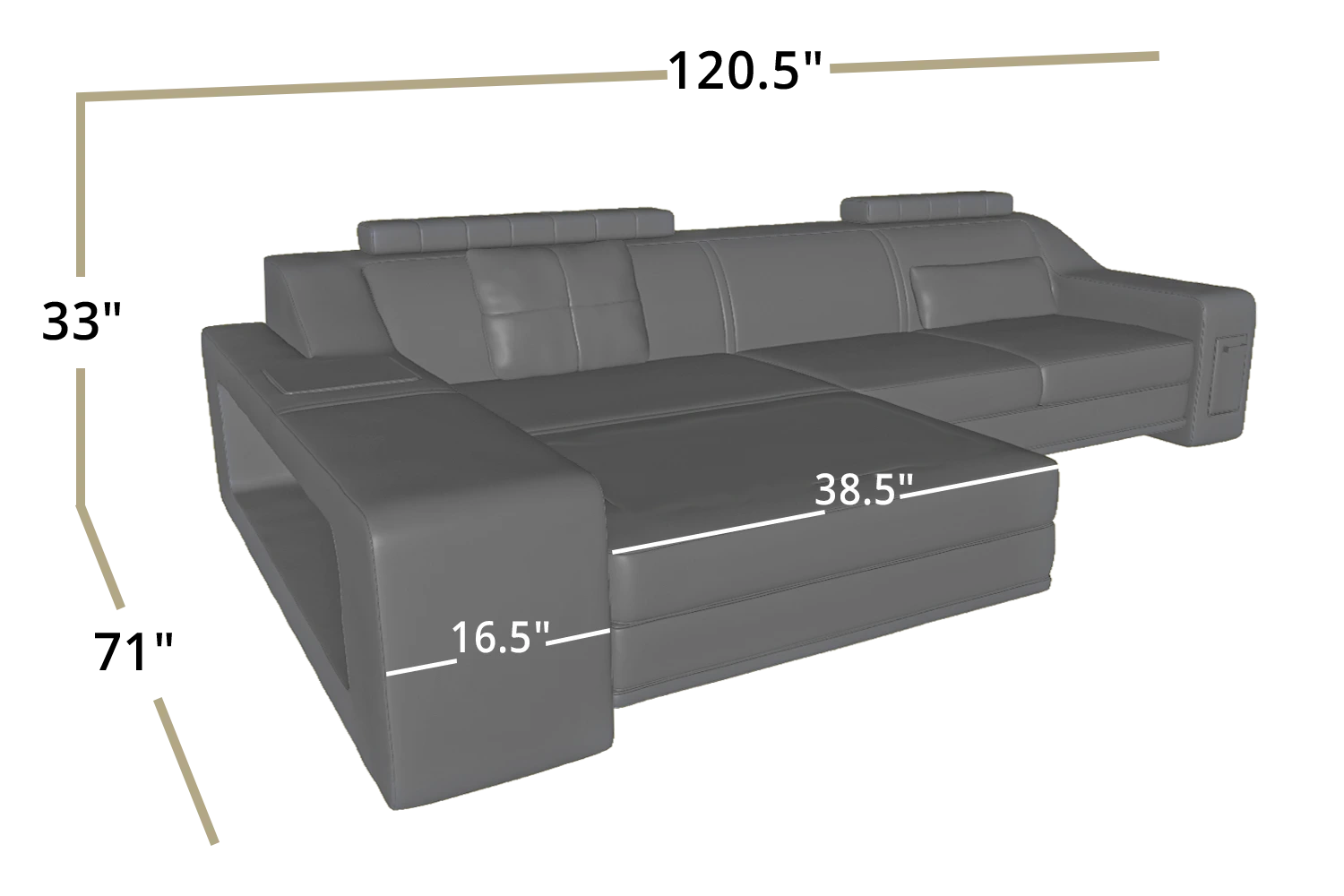 California IV Leather Chaise Sofa