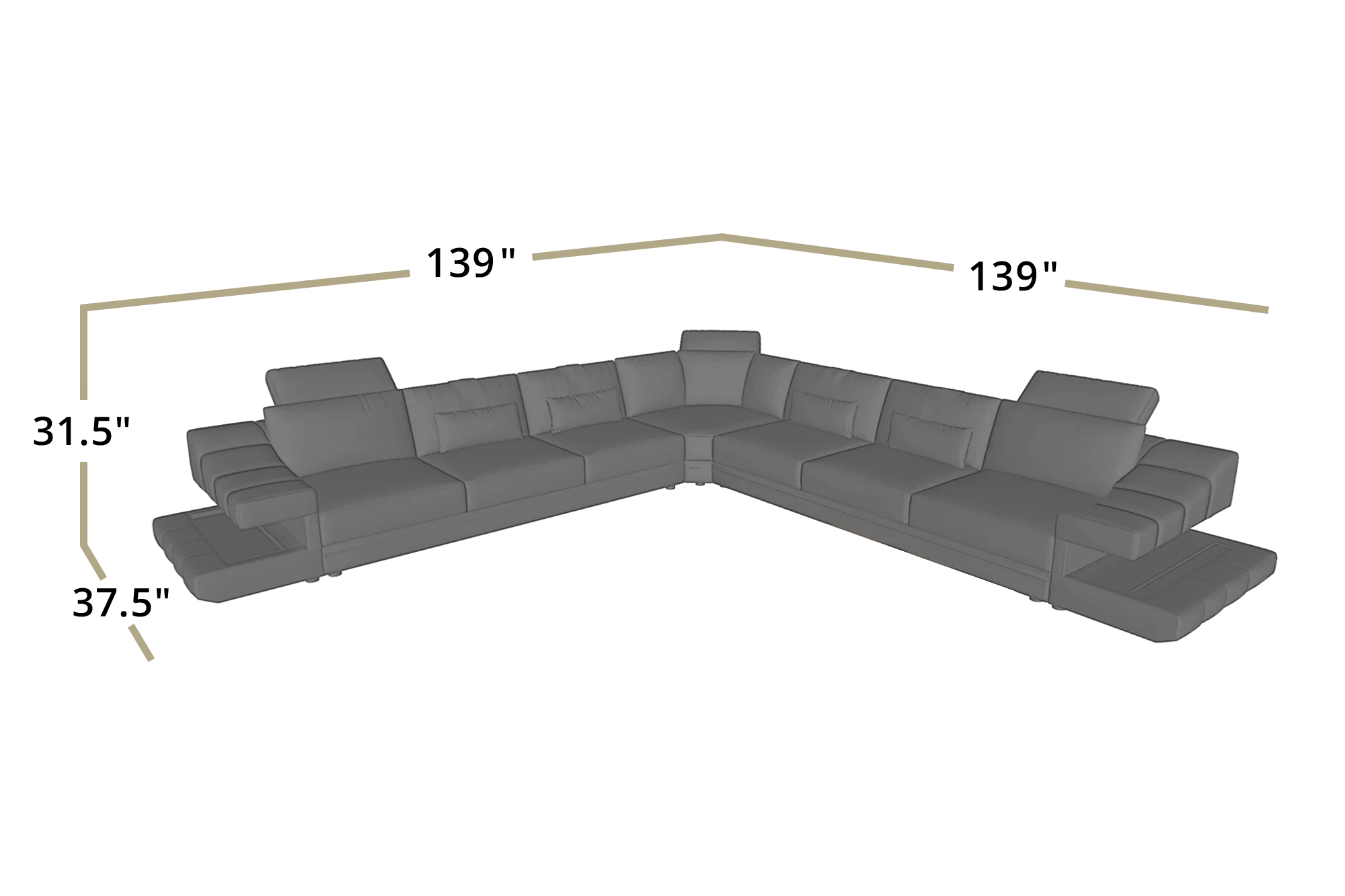Chicago LG Leather L-Sectional Large