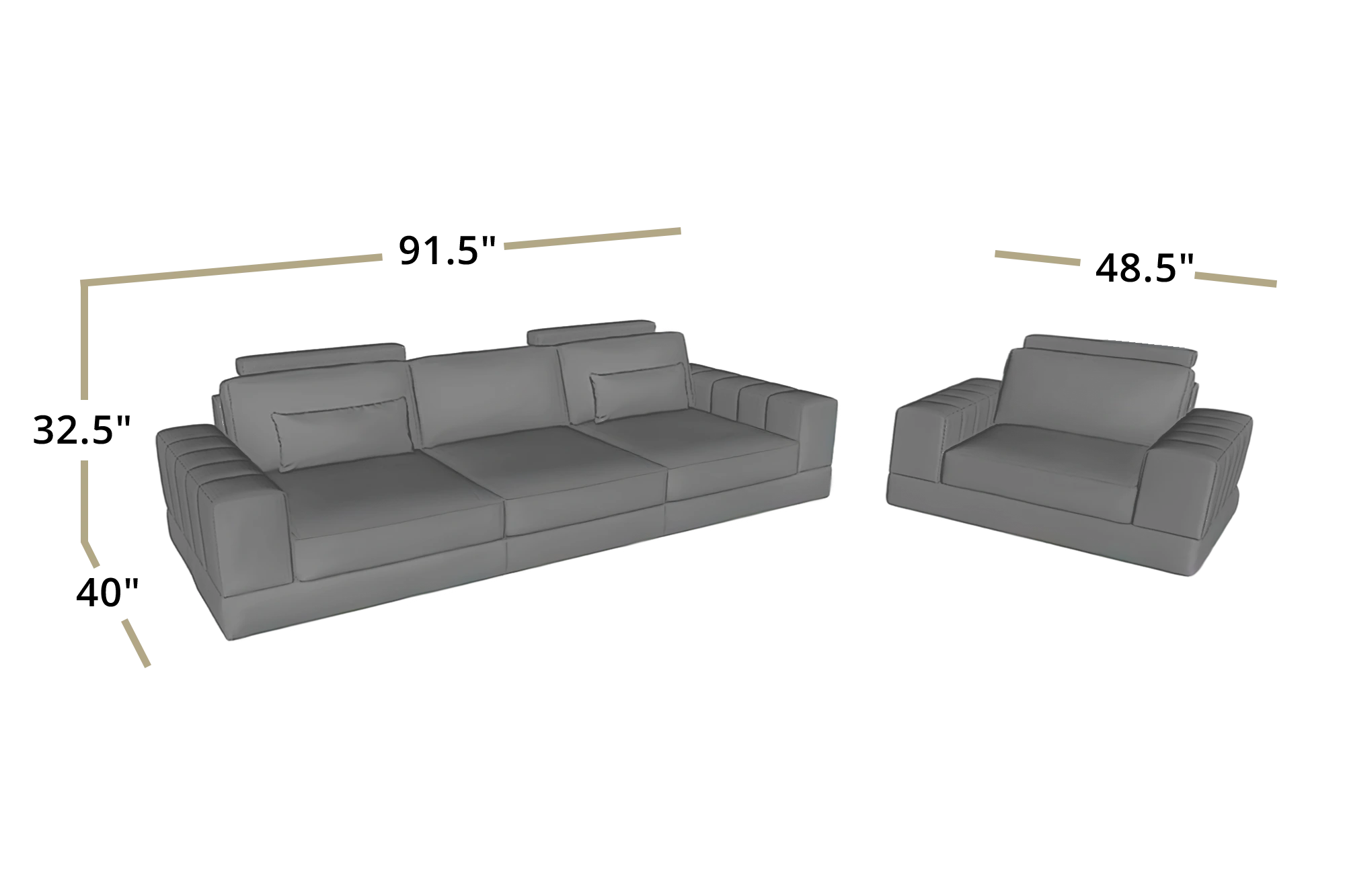 Phoenix Modern Leather Sofa Set