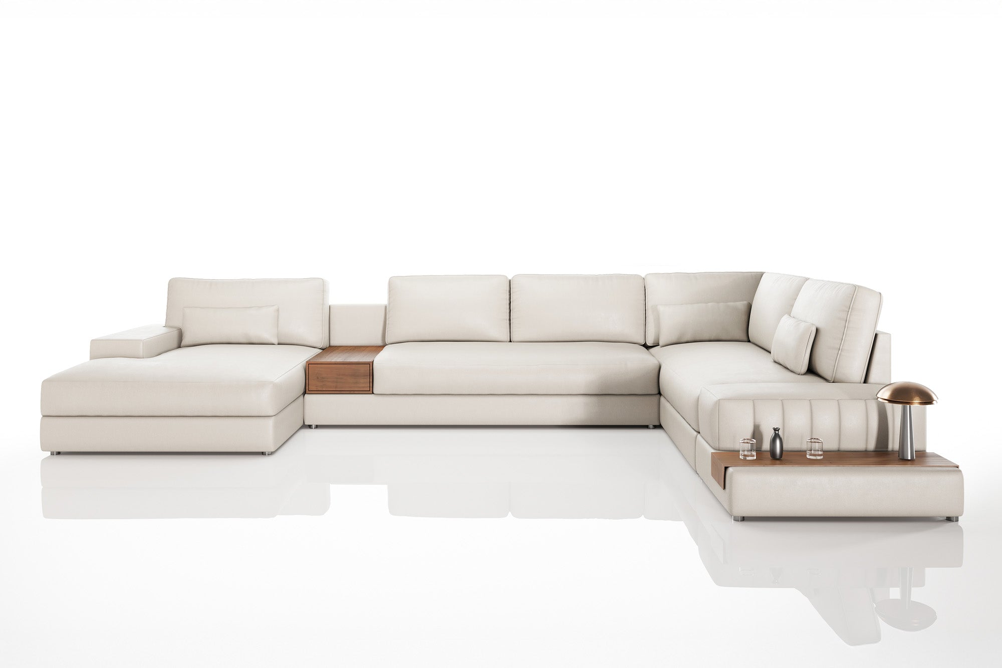Florida LG Modern Leather U-Chaise Sectional