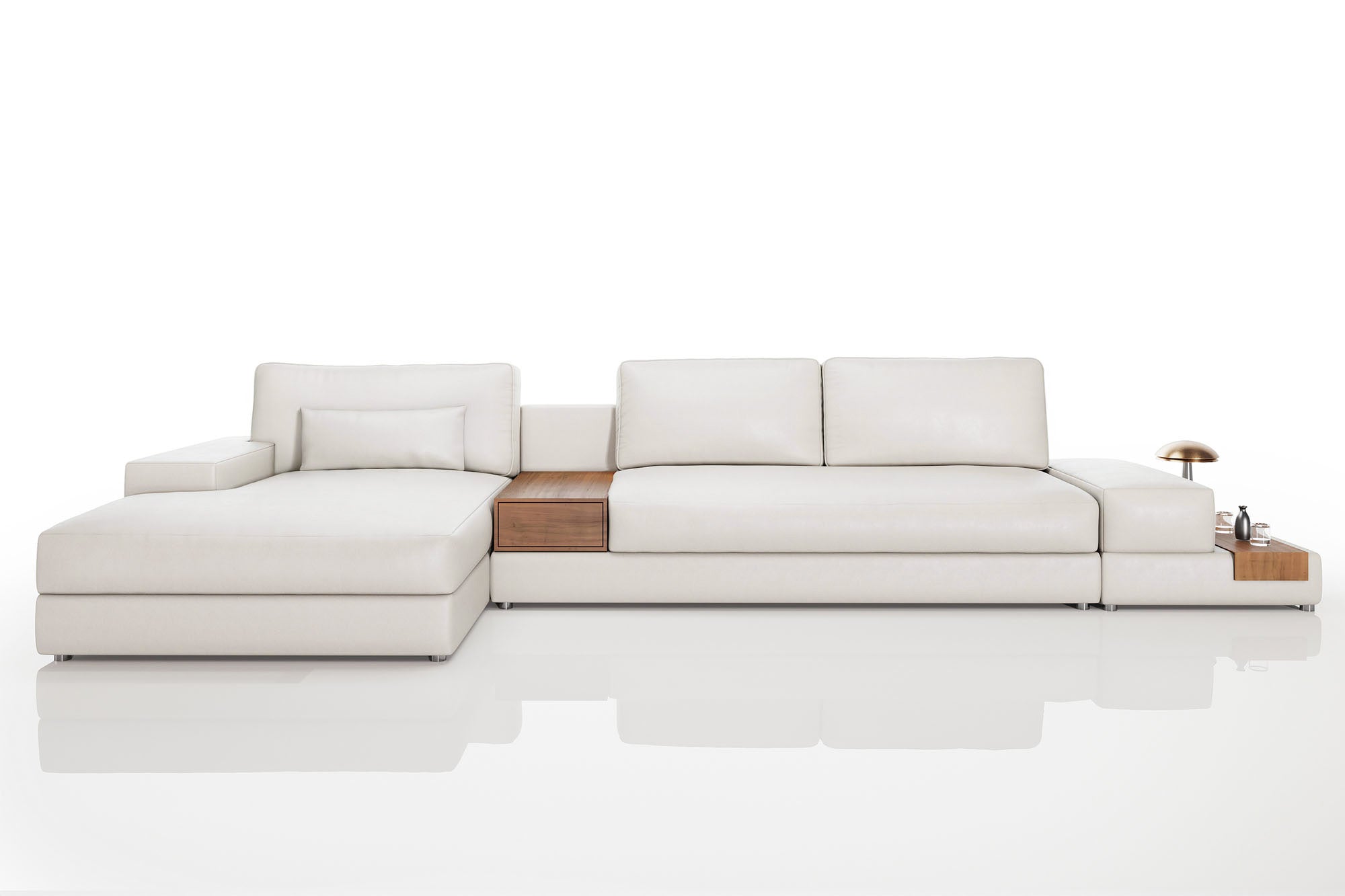 Florida Modern Leather Chaise Sofa