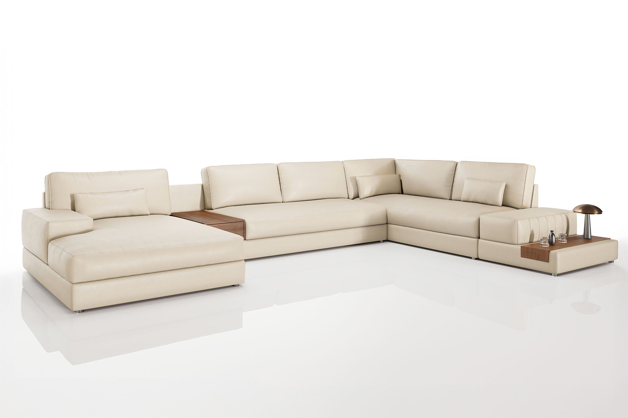 Florida LG Modern Leather U-Chaise Sectional