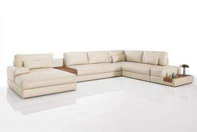 Florida LG Modern Leather U-Chaise Sectional