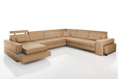 Houston Leather U-Chaise Sectional