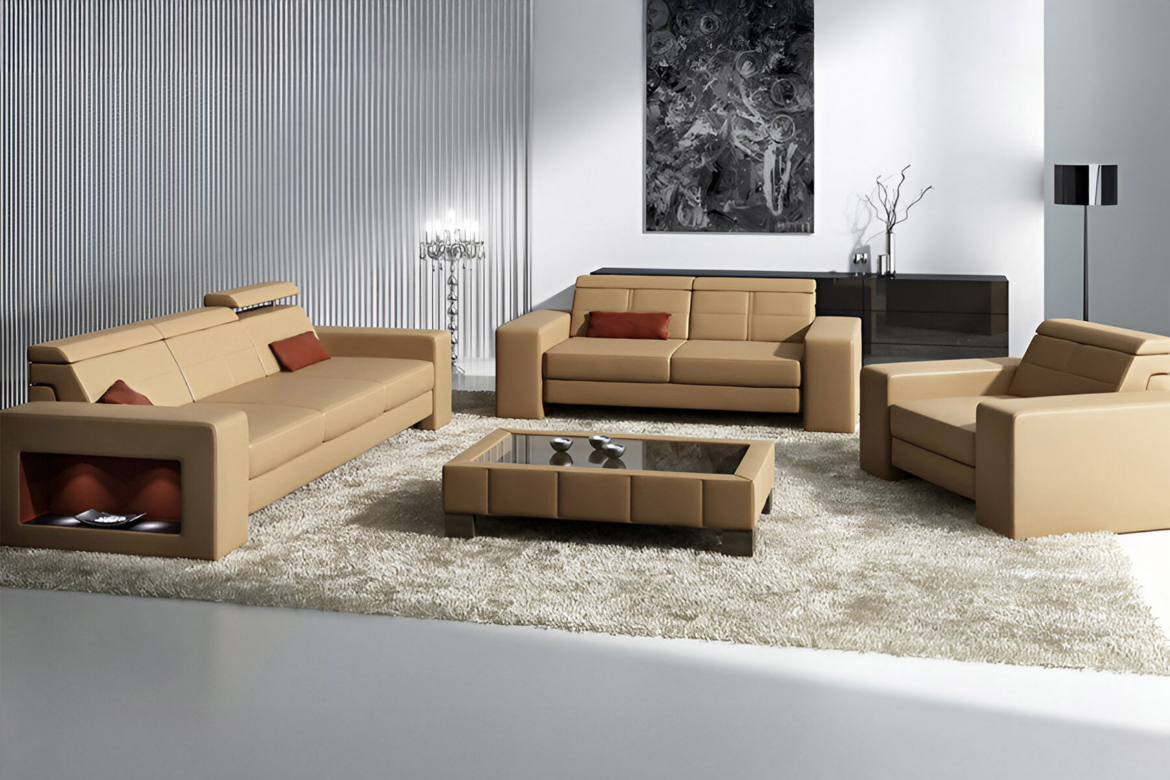 Houston Leather Sofa Set