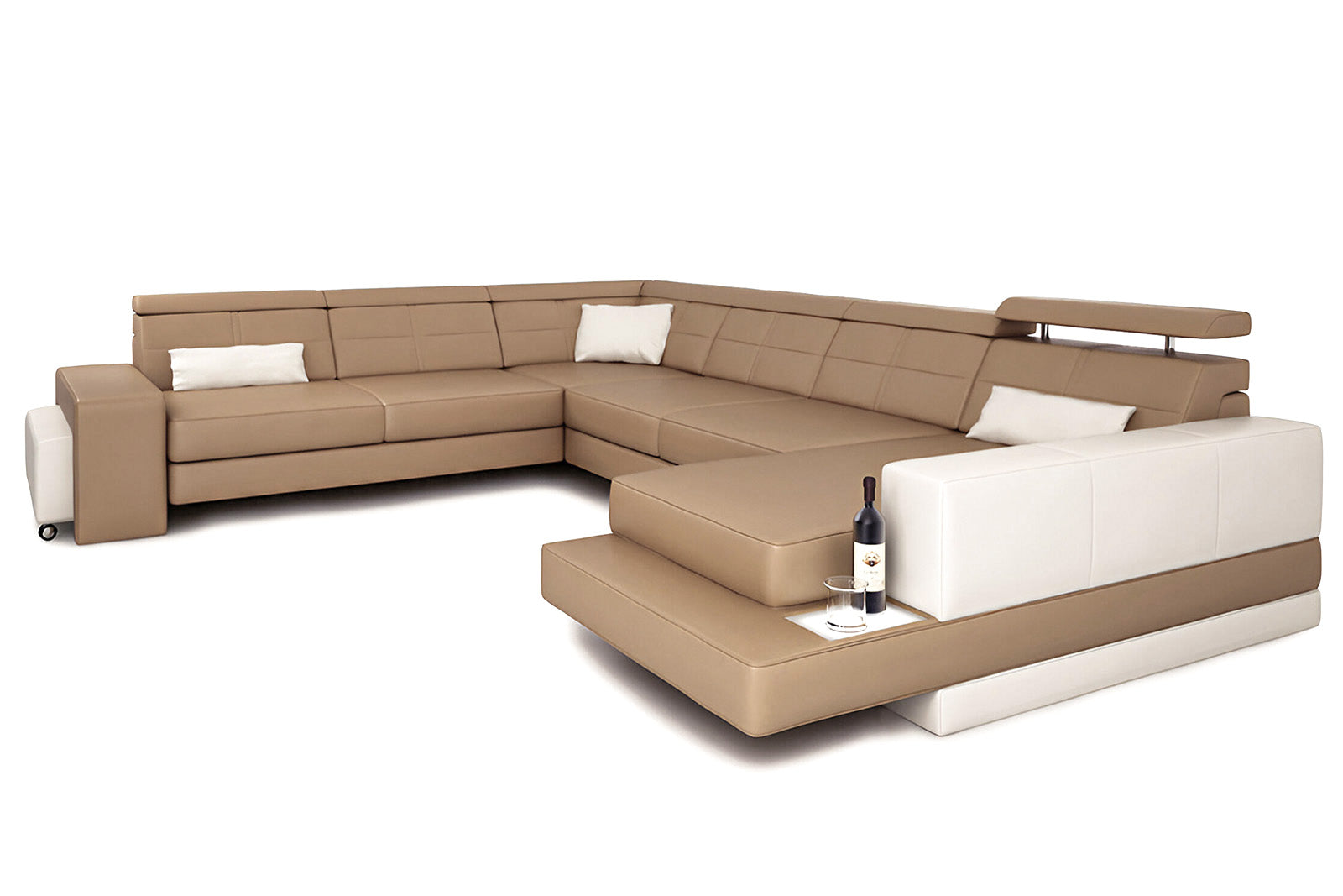 Houston Leather U-Chaise Sectional