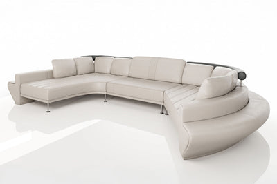 IN-STOCK Las Vegas Buffalo Full Leather Curve Sectional with large ottoman - UNBOXED