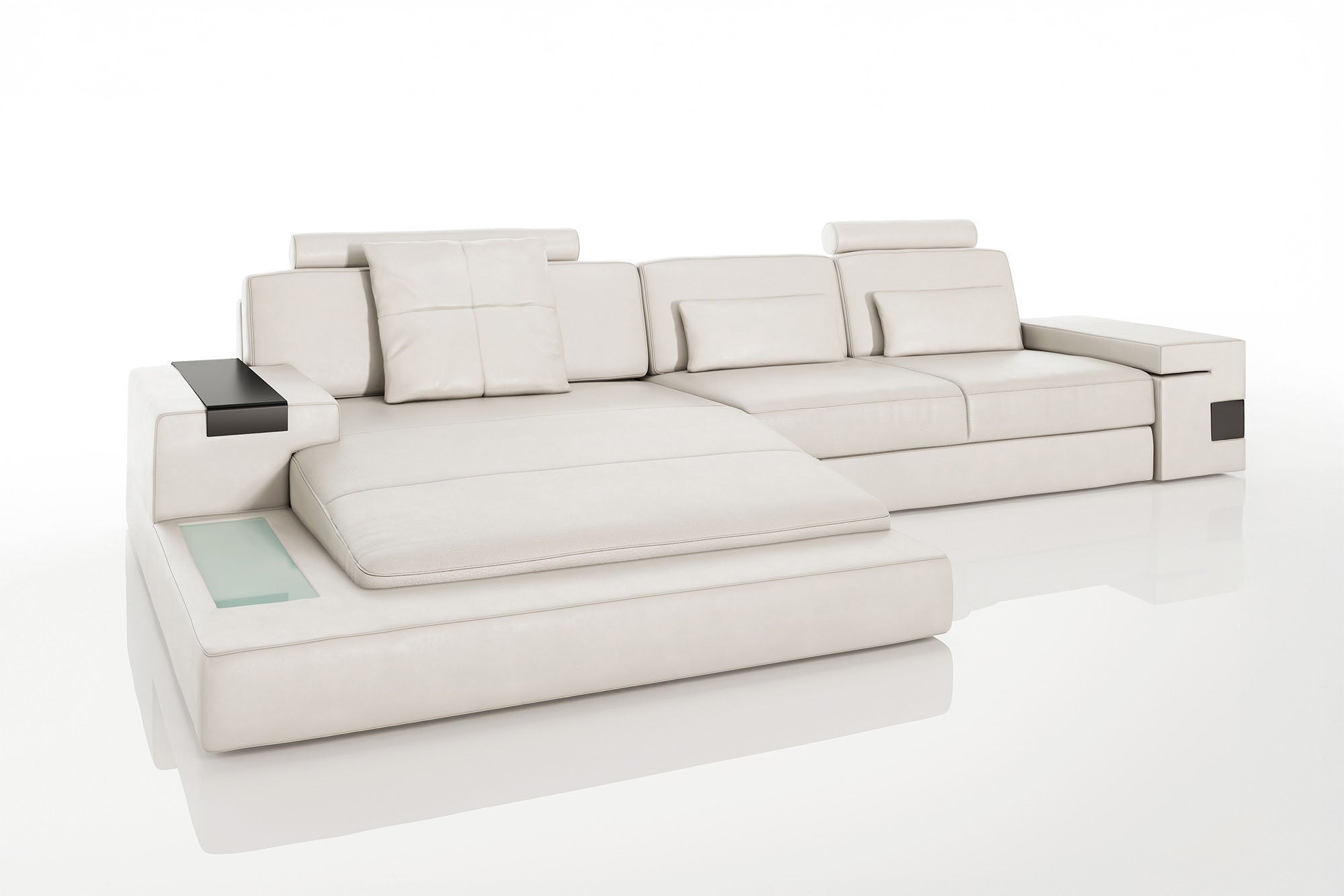 Los Angeles III Leather Chaise Sofa