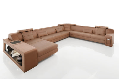 California LG Leather U-Chaise Sectional Large