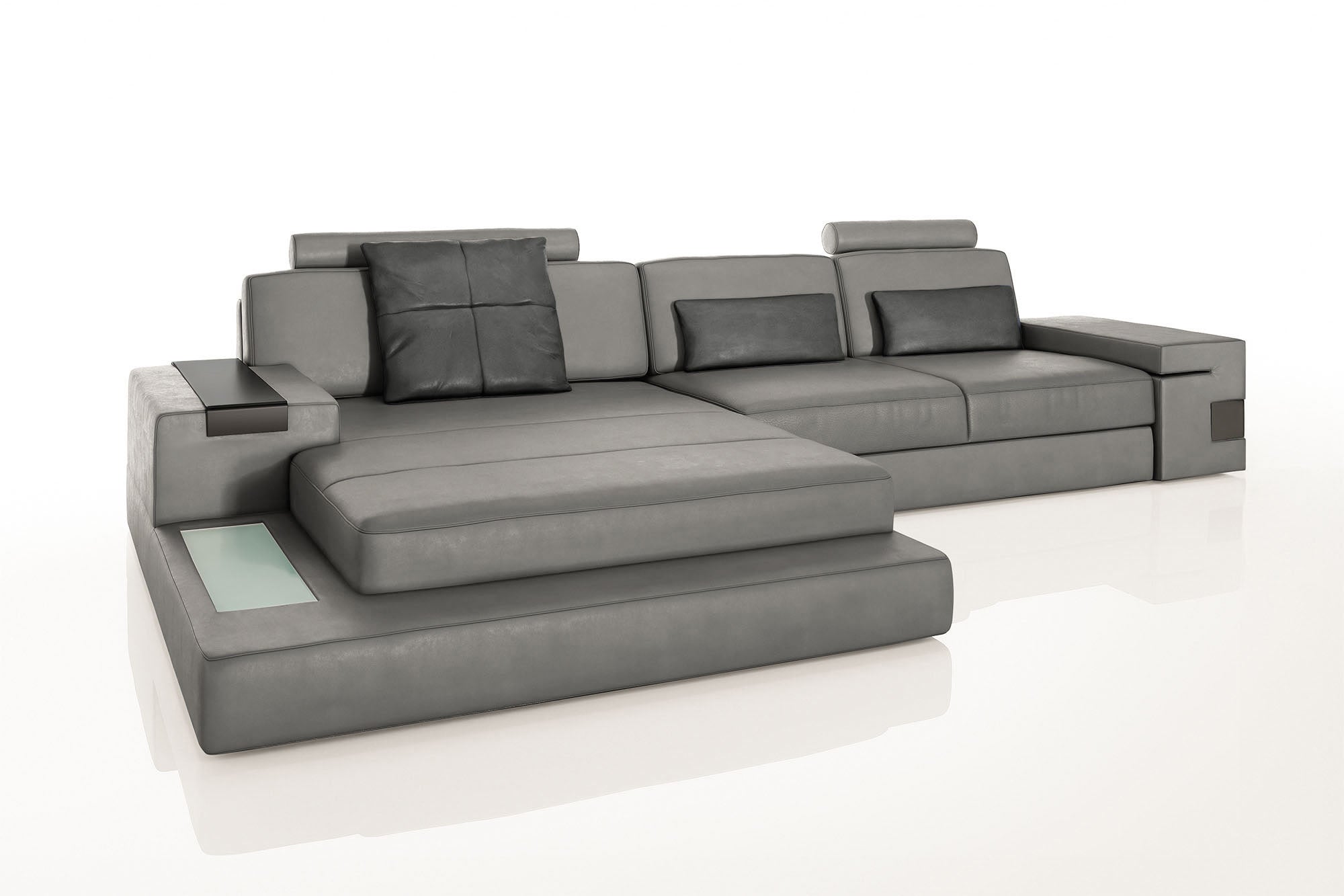 Los Angeles III Leather Chaise Sofa