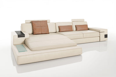 Los Angeles III Leather Chaise Sofa