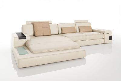 Los Angeles III Leather Chaise Sofa