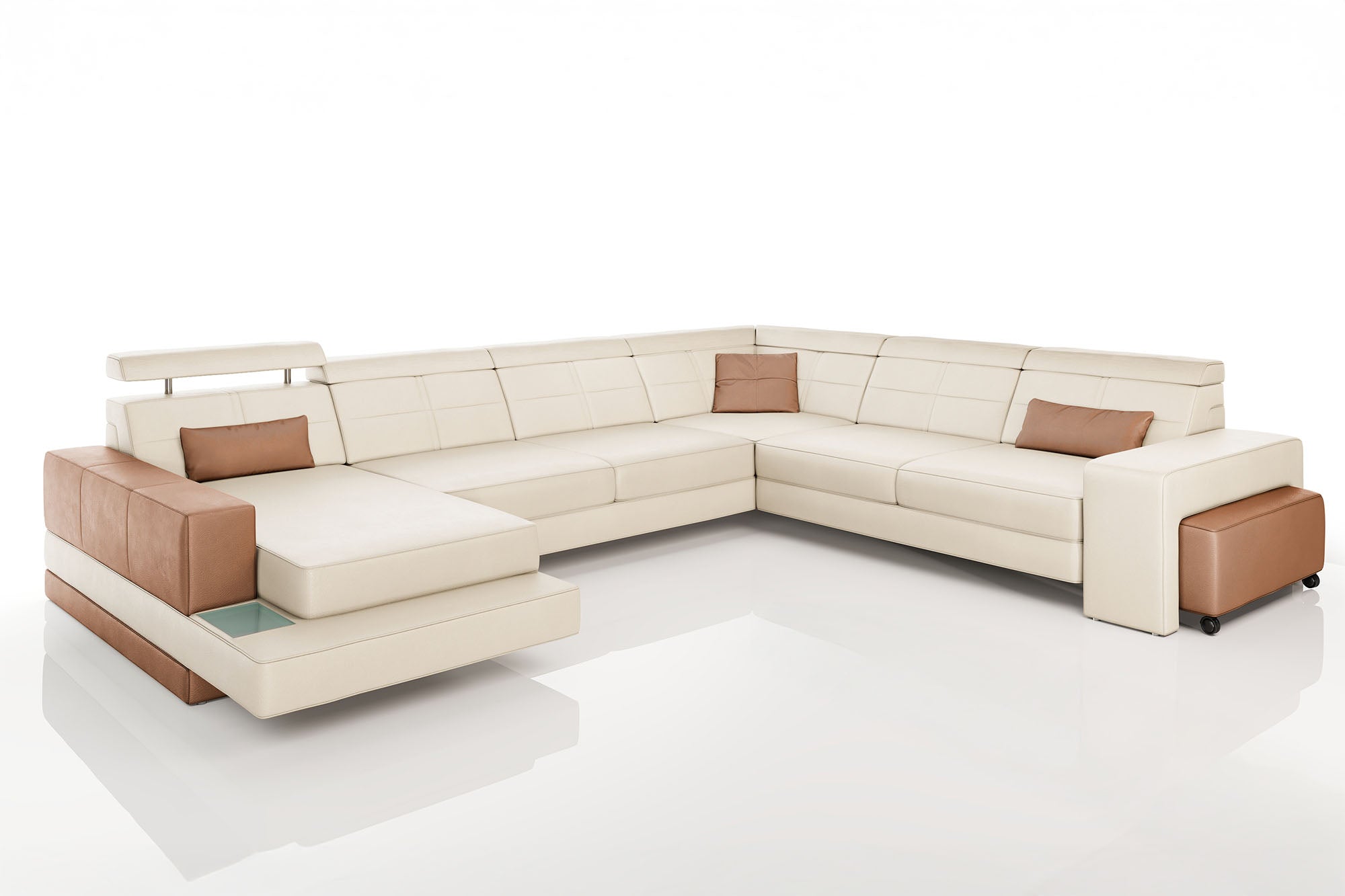 Houston Leather U-Chaise Sectional