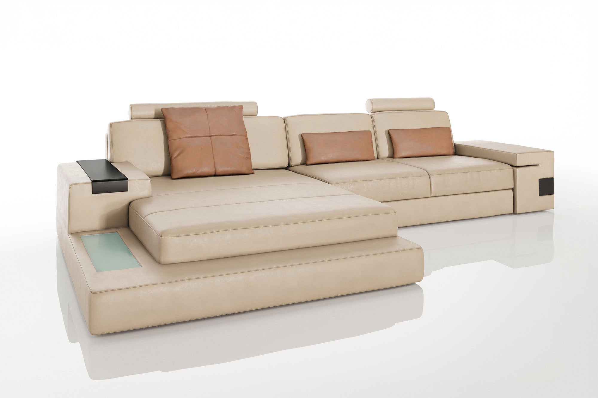 Los Angeles III Leather Chaise Sofa