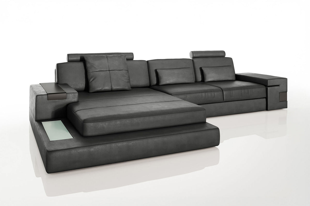 Los Angeles III Leather Chaise Sofa