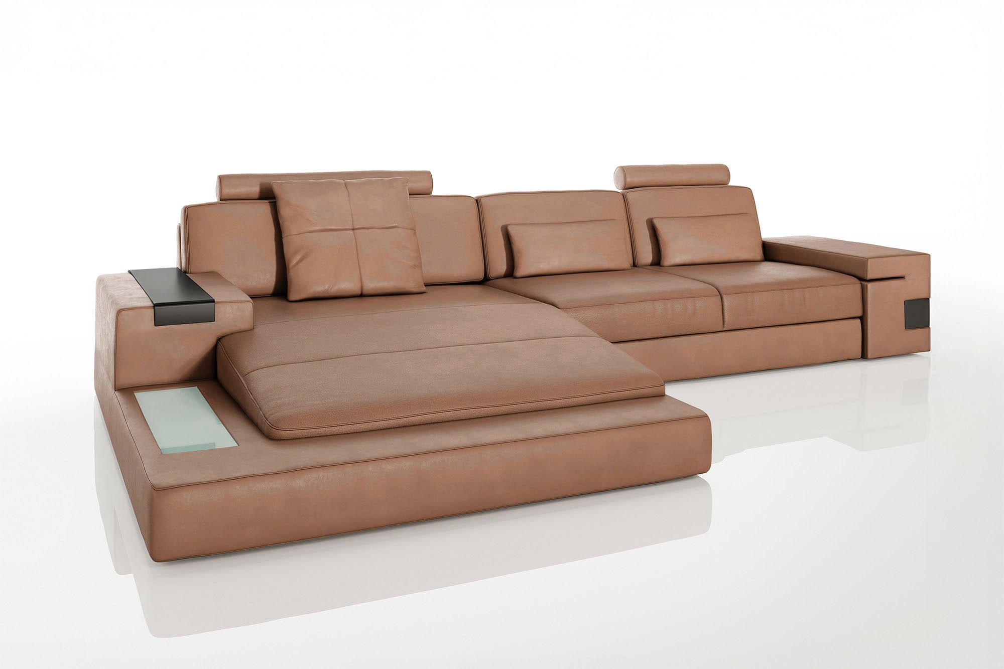 Los Angeles III Leather Chaise Sofa