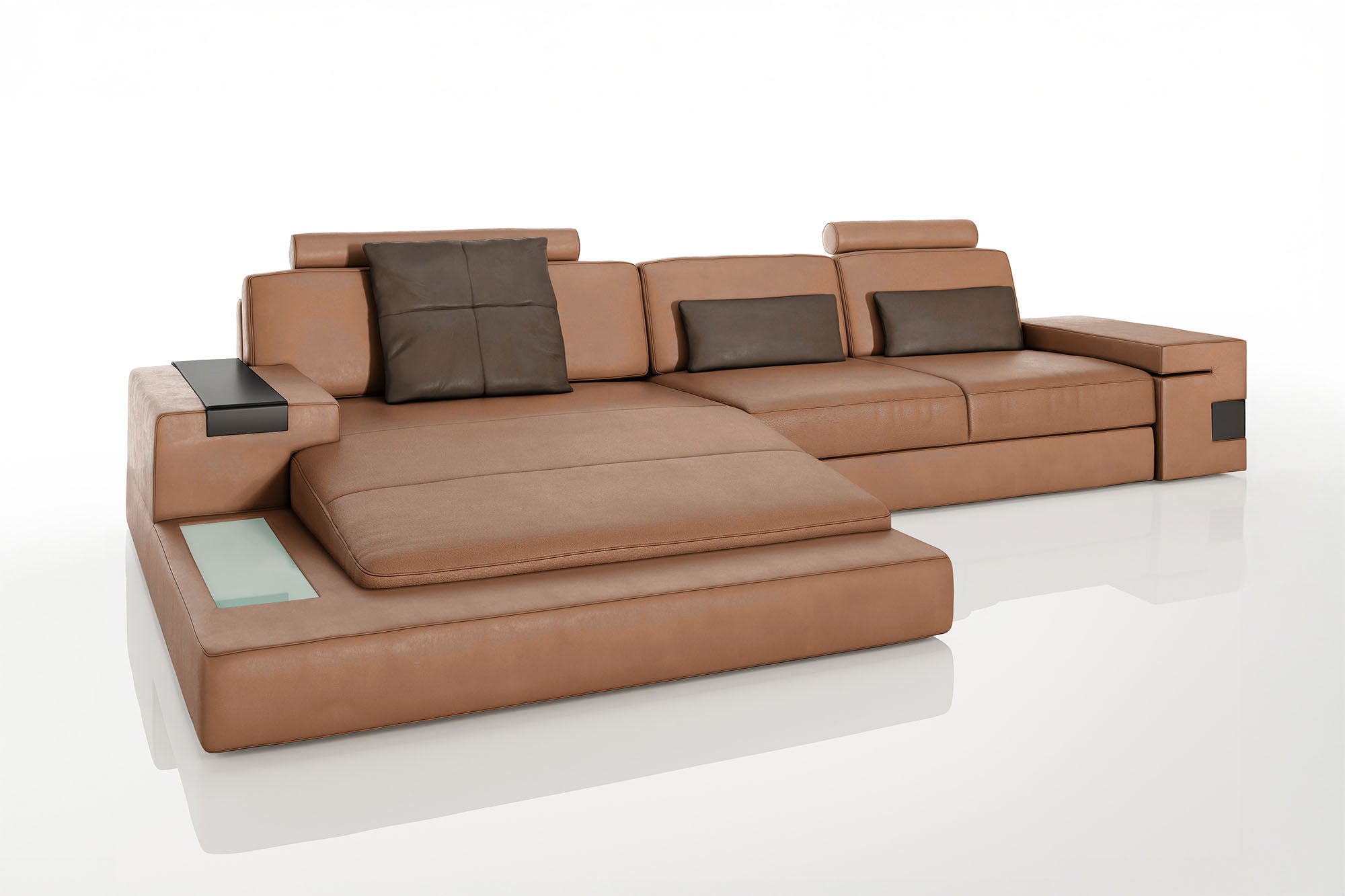 Los Angeles III Leather Chaise Sofa