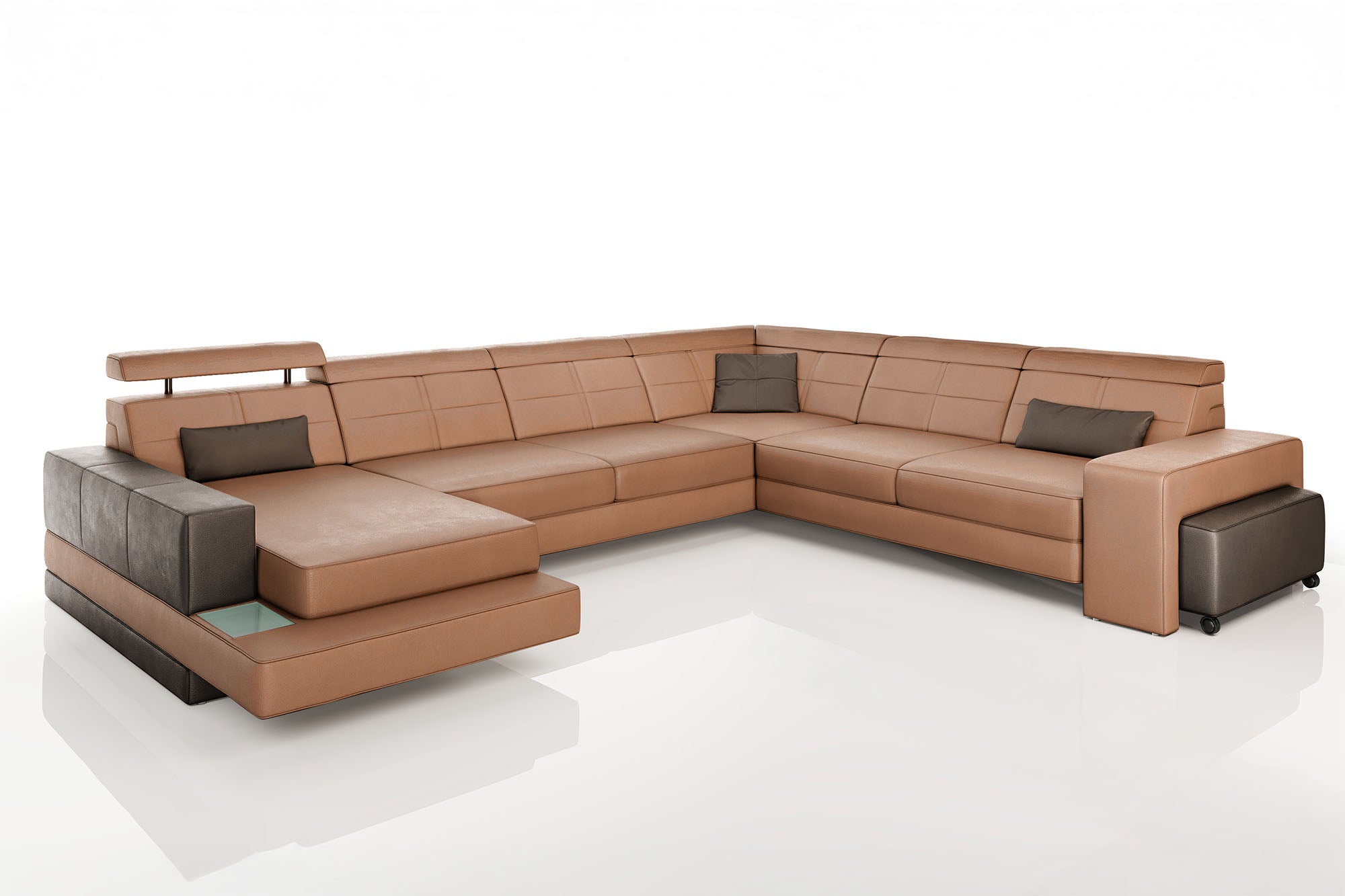 Houston Leather U-Chaise Sectional