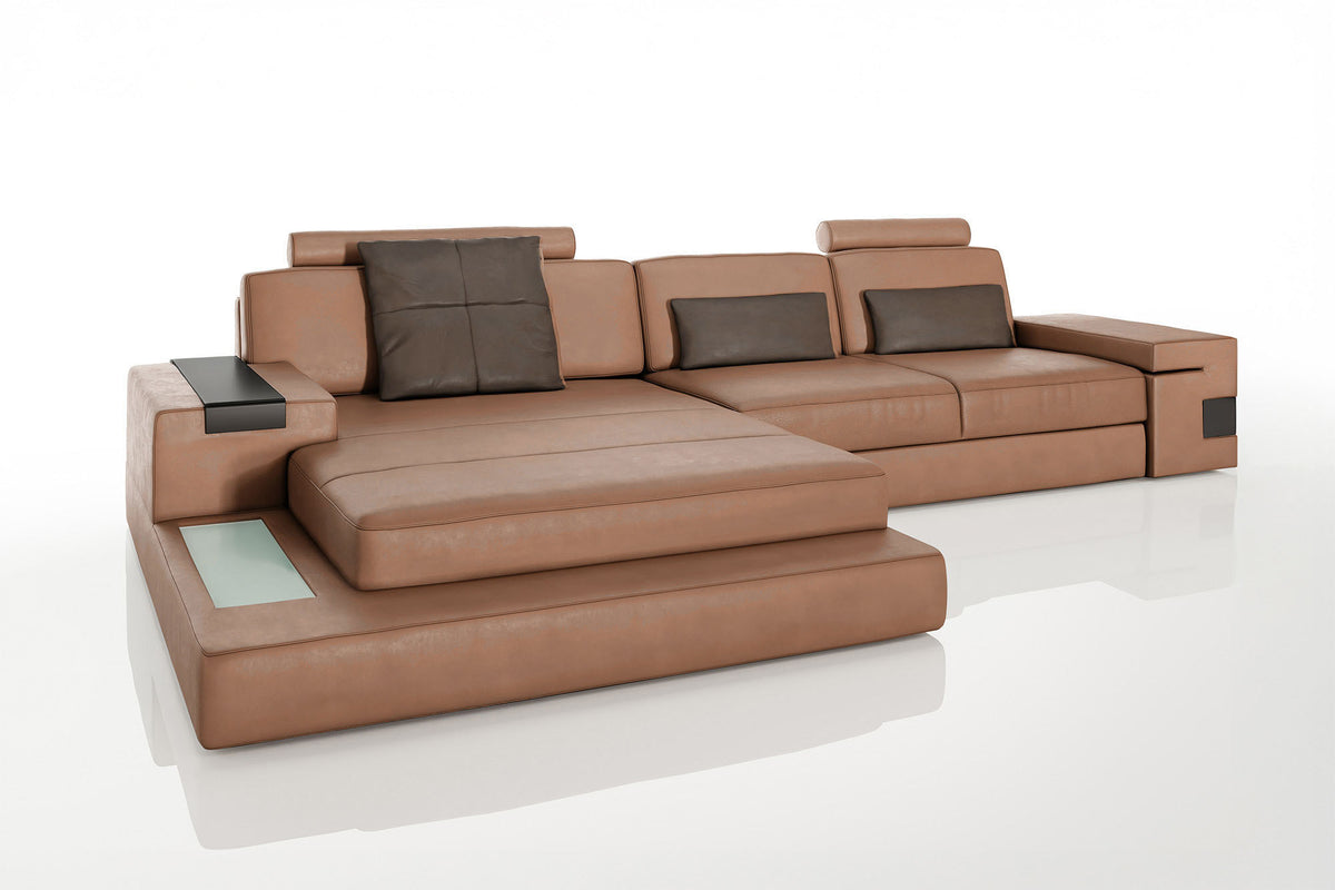 Los Angeles III Leather Chaise Sofa