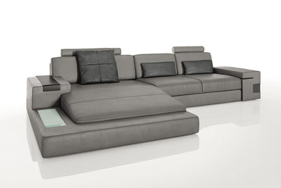 Los Angeles III Leather Chaise Sofa