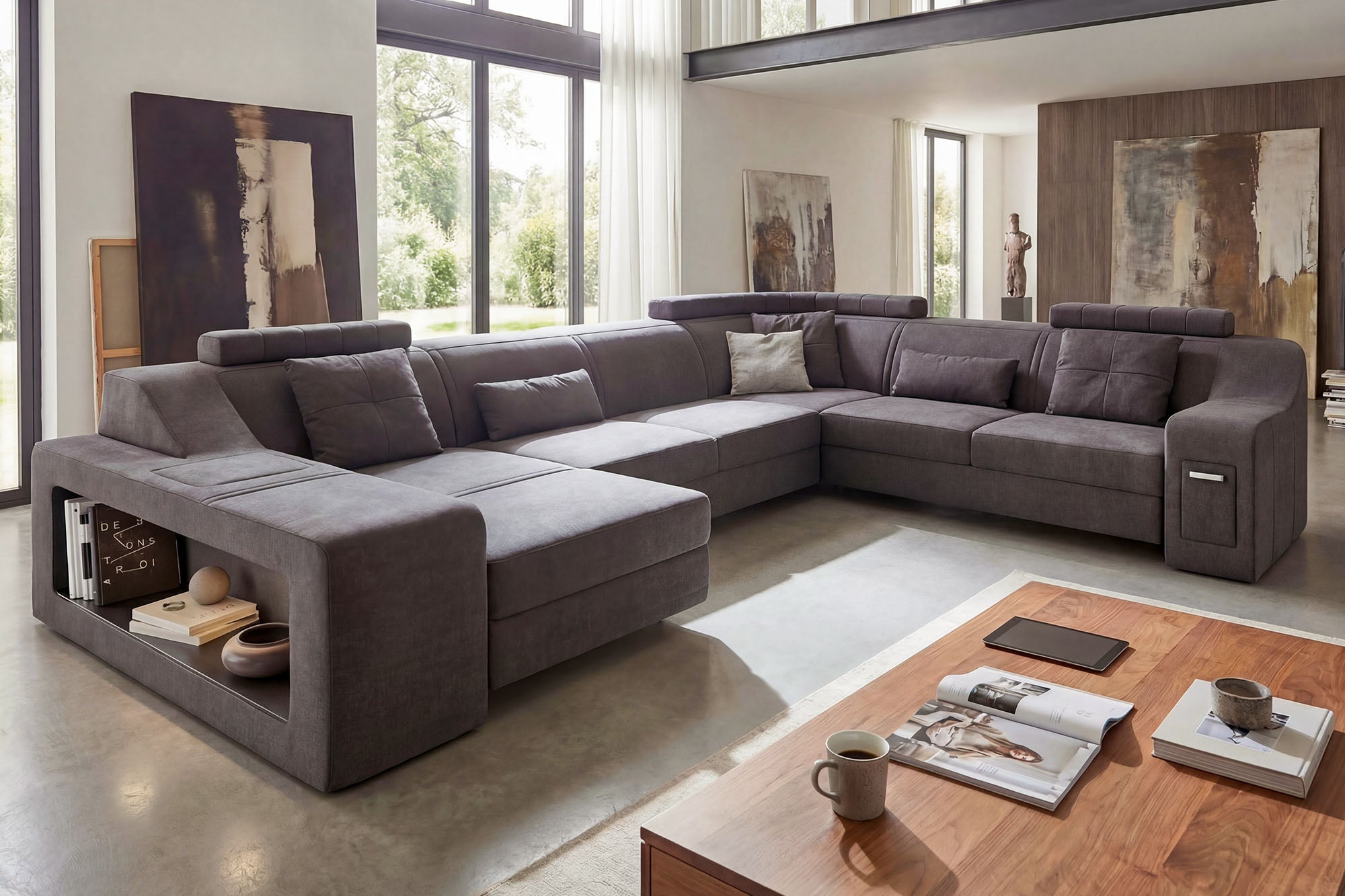 California Fabric U-Chaise Sectional