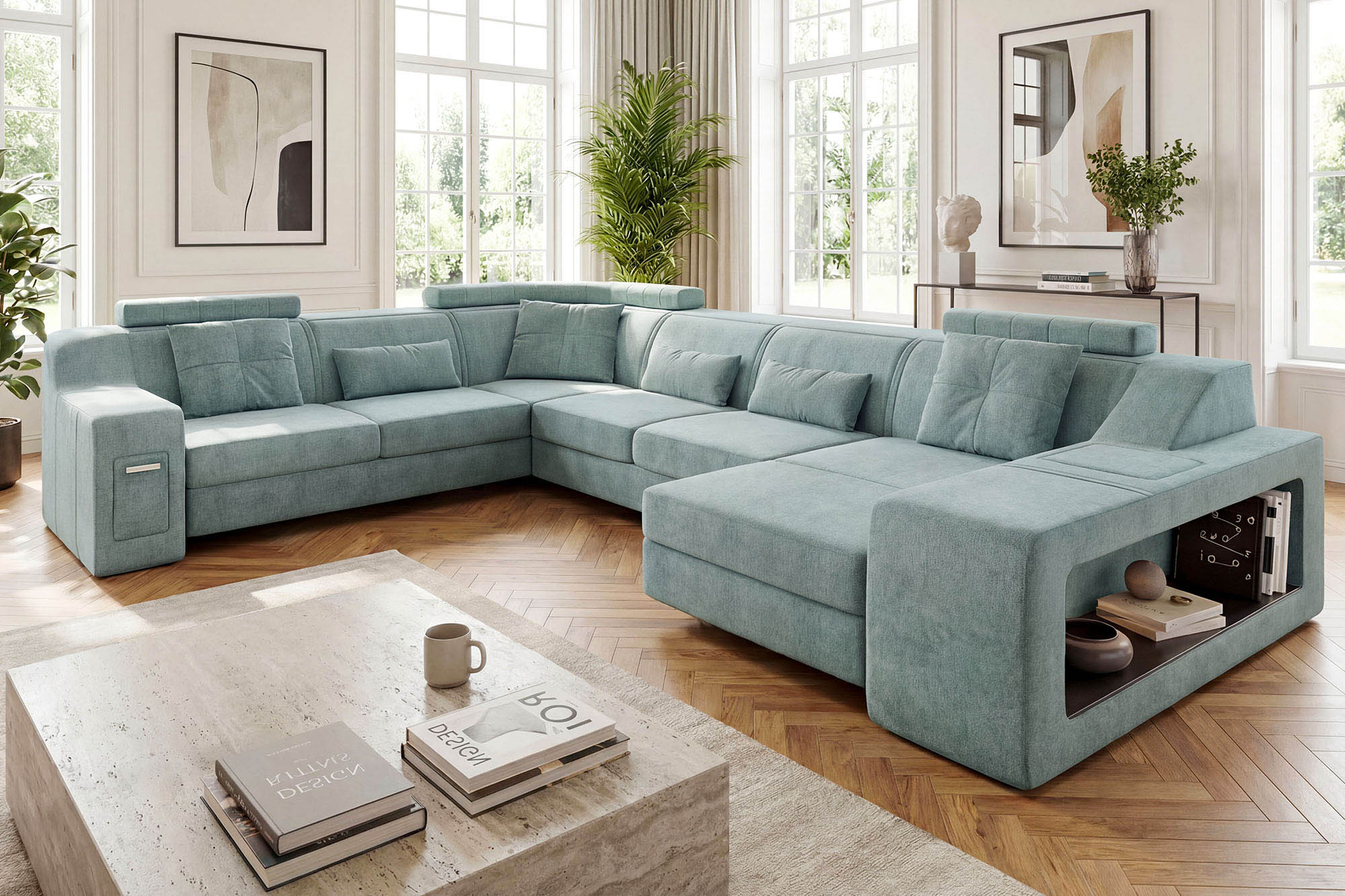 California Fabric U-Chaise Sectional
