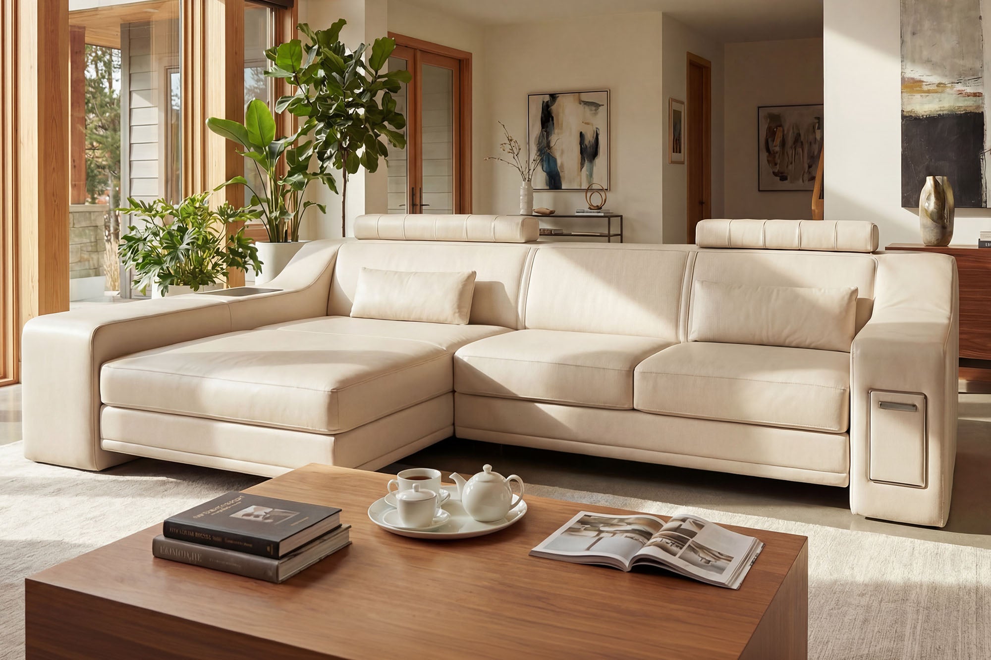 California IV Leather Chaise Sofa