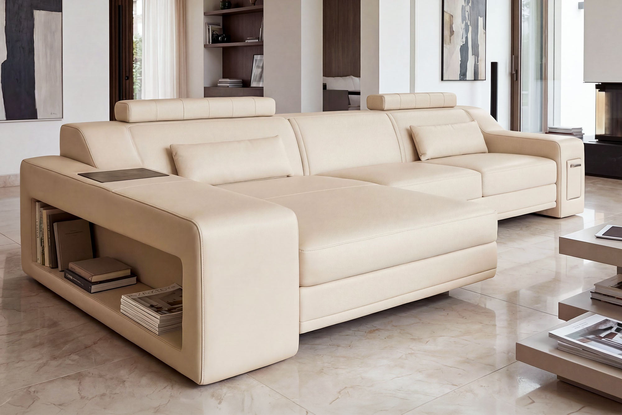 California IV Leather Chaise Sofa