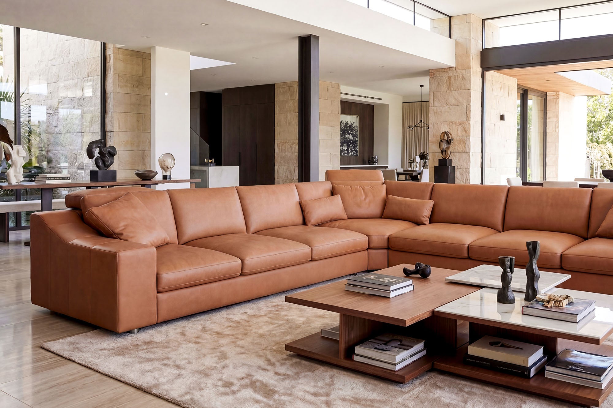 Chicago LG Modern Leather L-Sectional Large