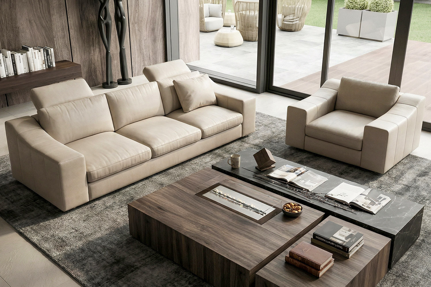 Chicago Modern Leather 3 Seater Sofa
