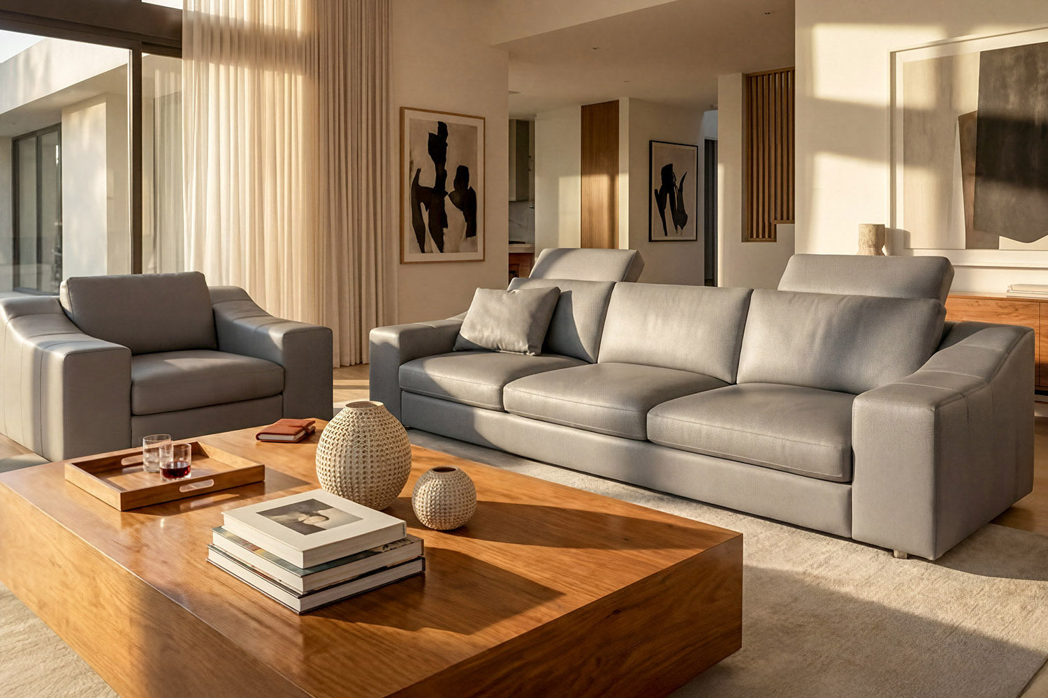 Chicago Modern Leather Sofa Set