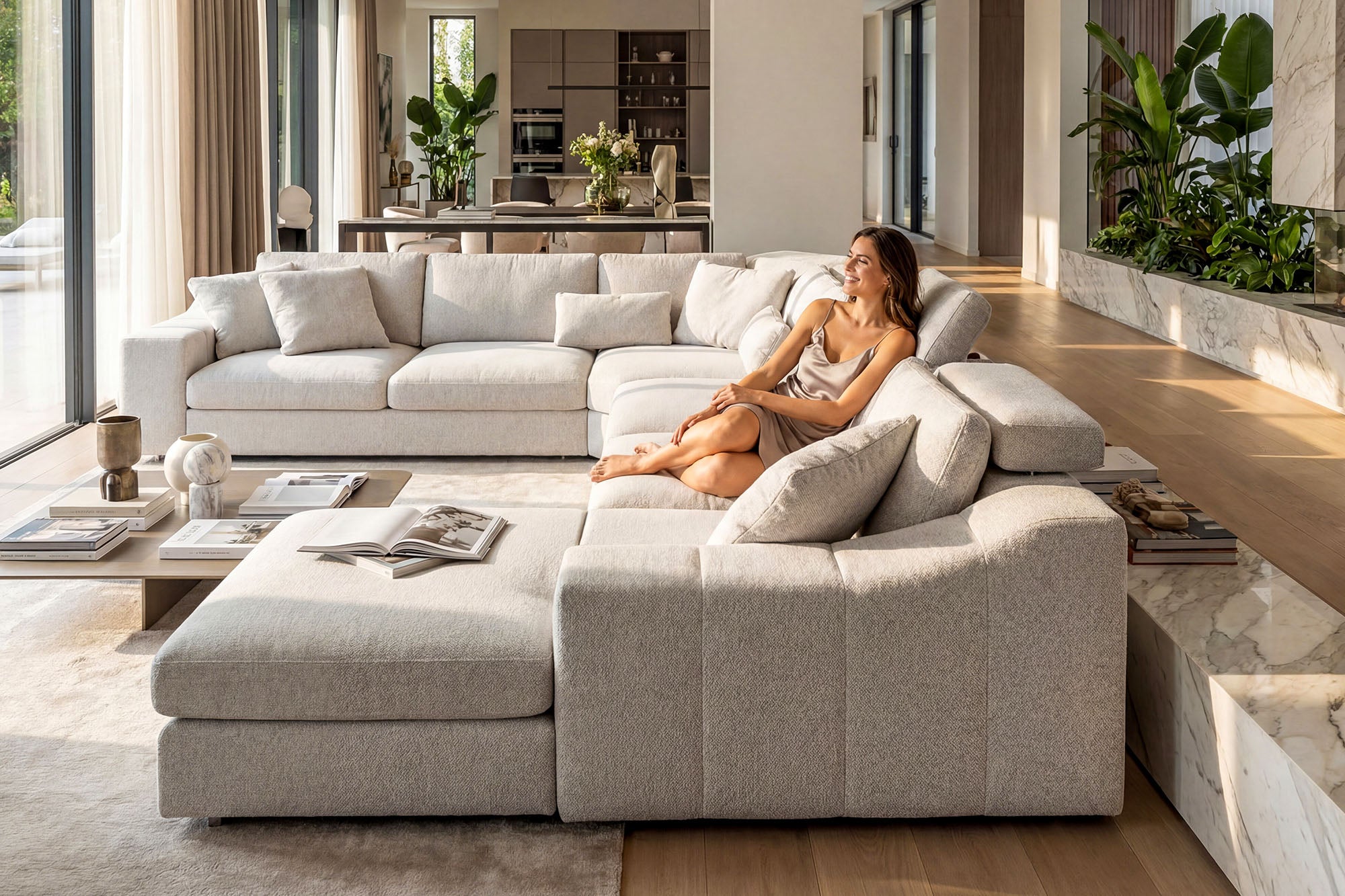 Chicago LG Modern Fabric L-Sectional Large