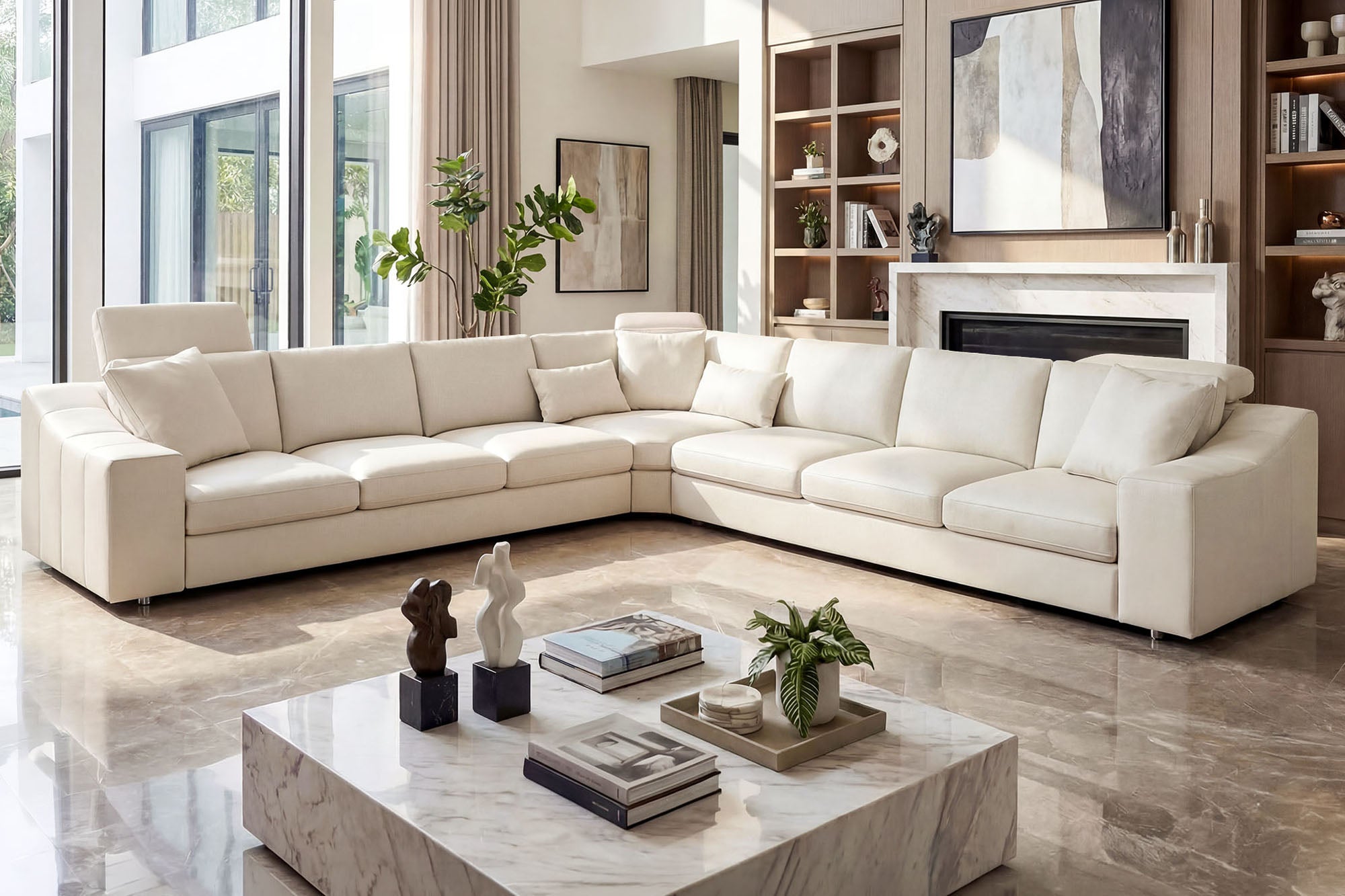 Chicago LG Modern Leather L-Sectional Large