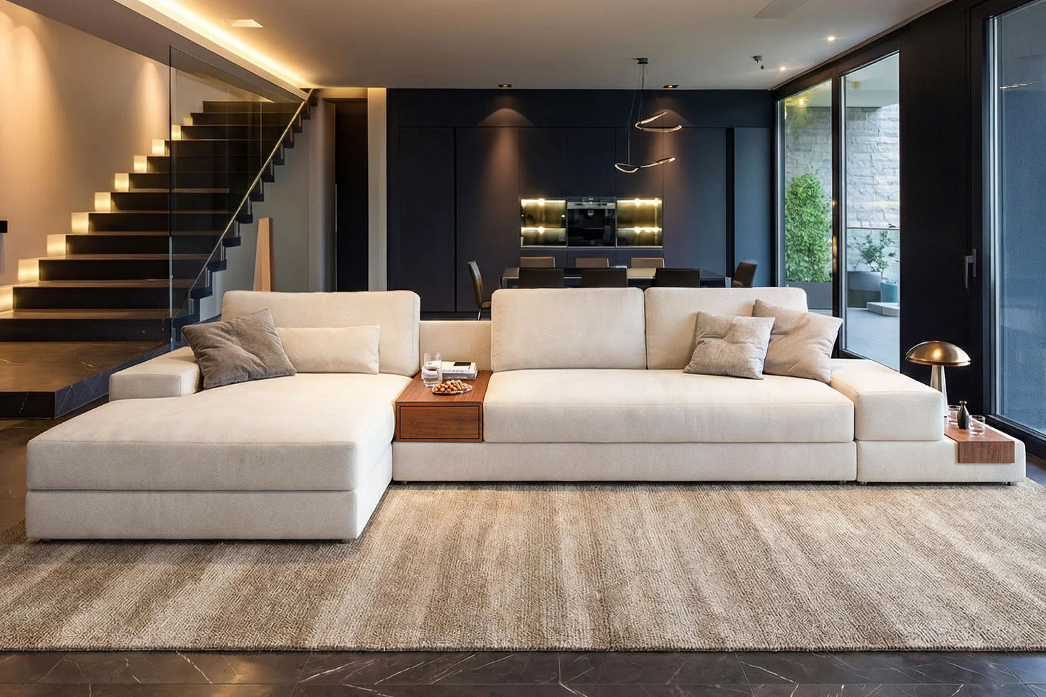 Florida Modern Fabric Chaise Sofa