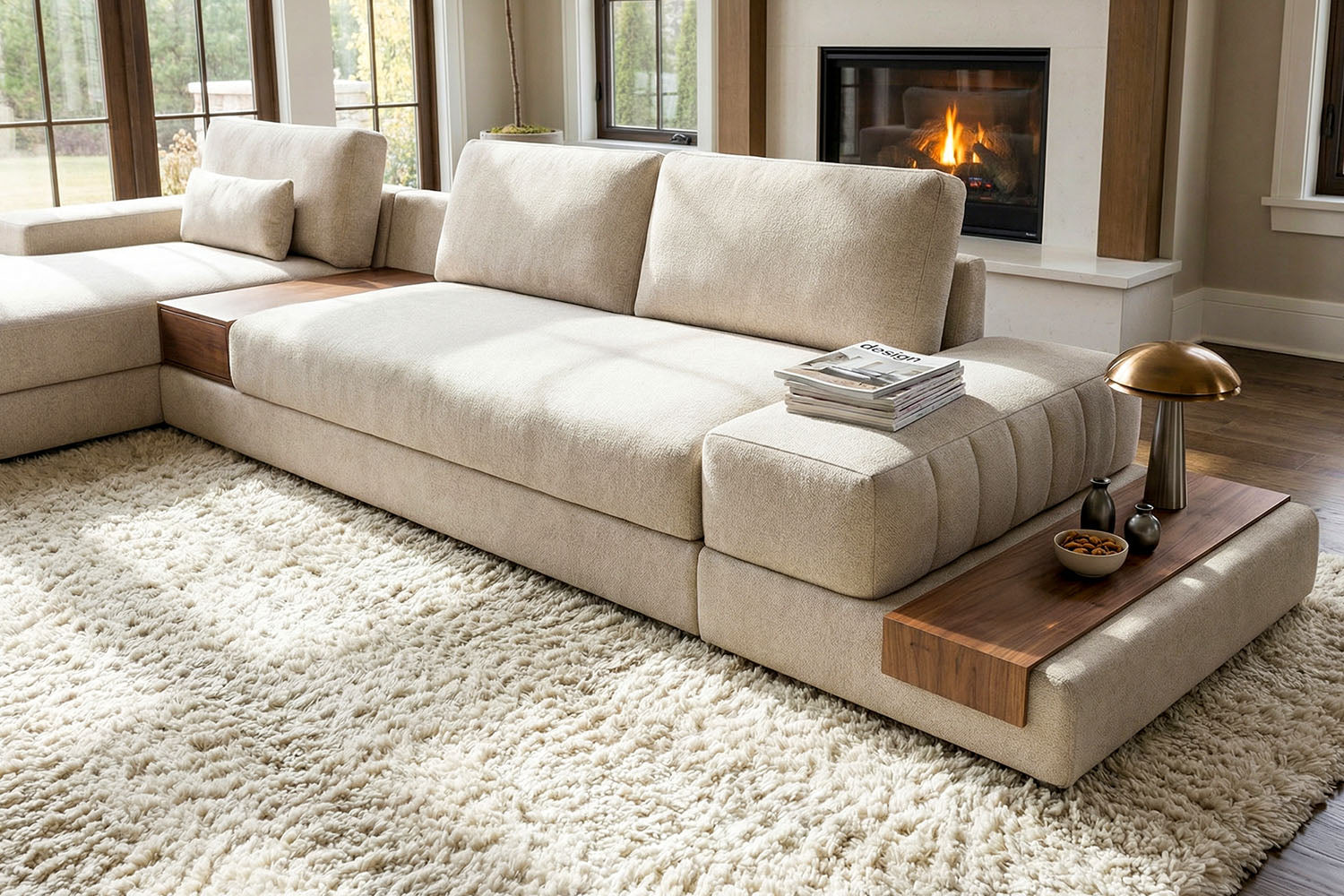 Florida Modern Fabric Chaise Sofa