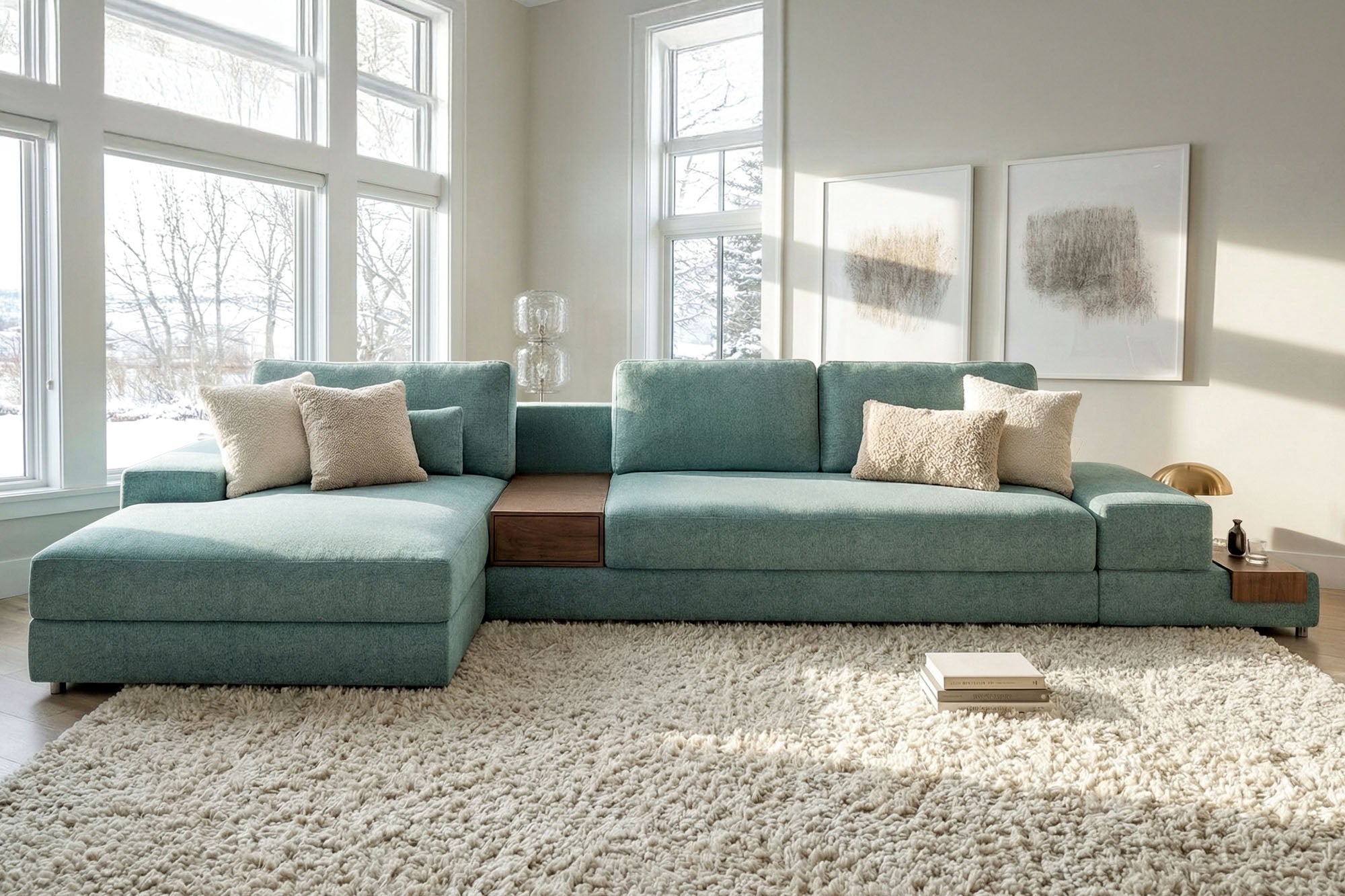 Florida Modern Fabric Chaise Sofa