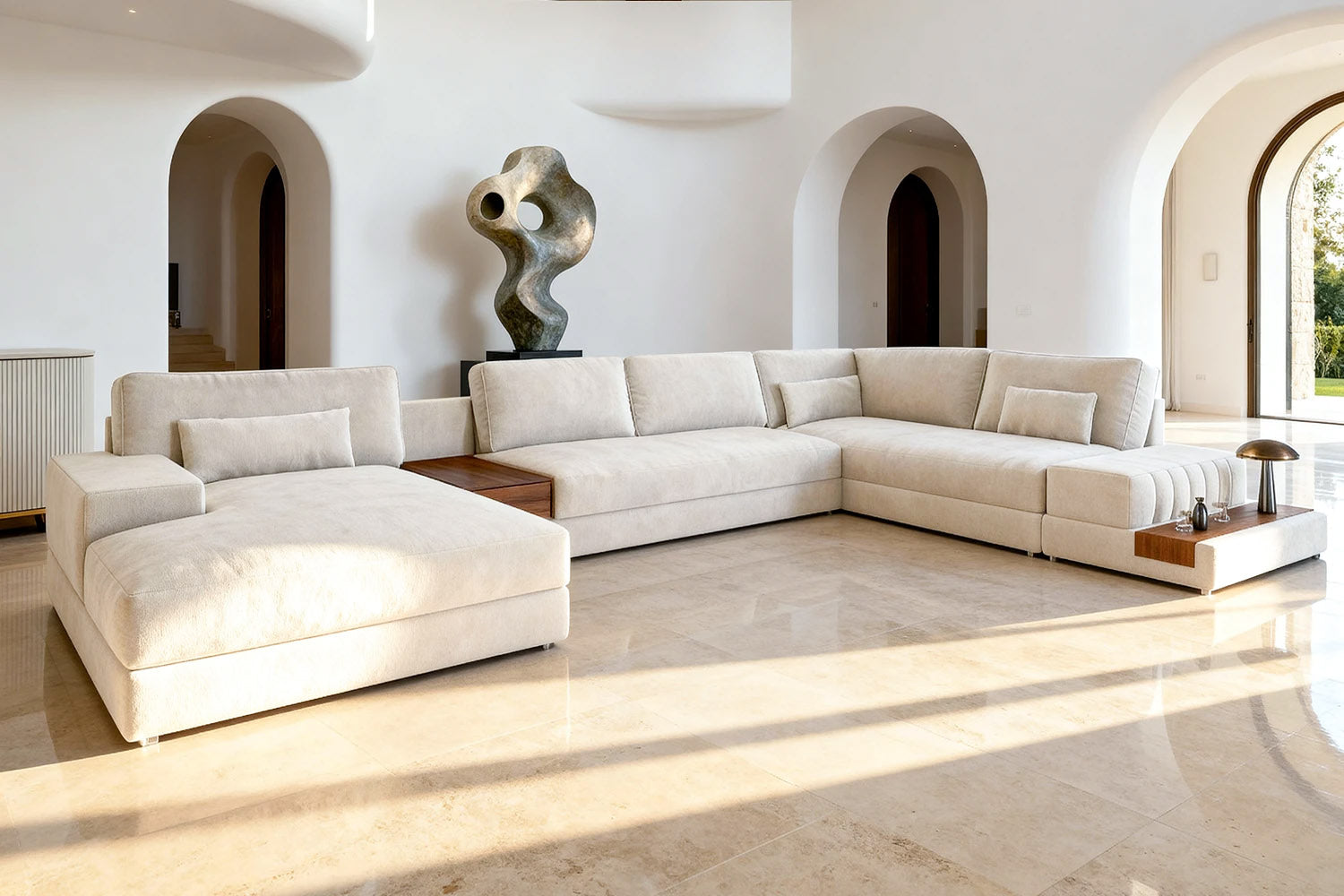 Florida LG Modern Fabric U-Chaise Sectional