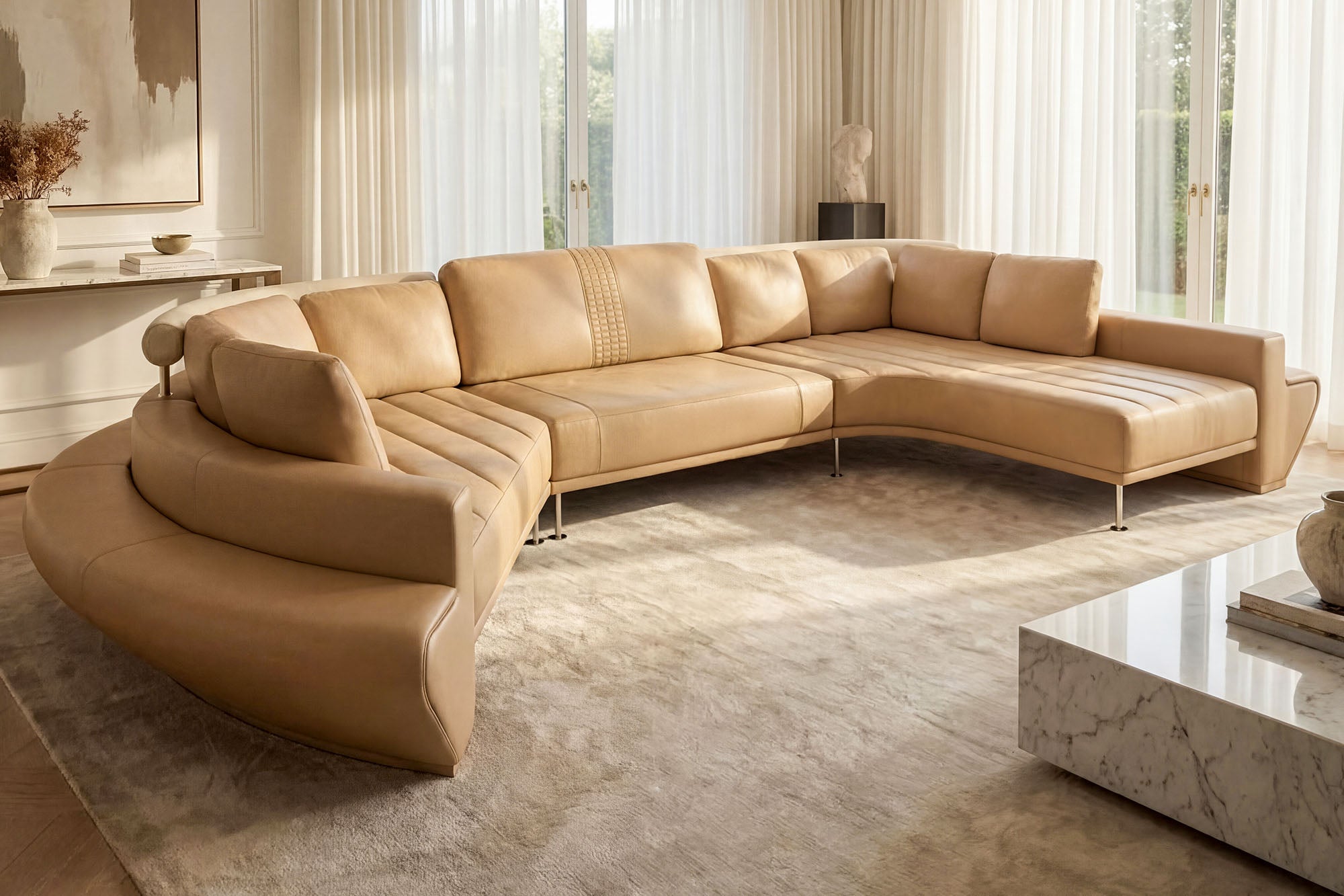 Las Vegas Leather Curve Sectional
