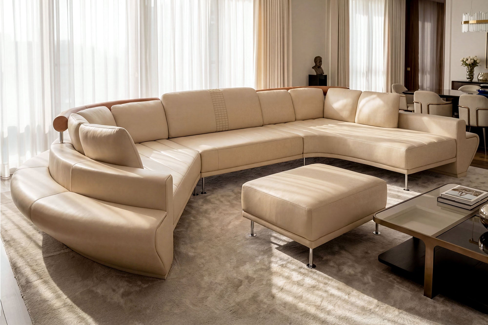 Las Vegas Leather Curve Sectional