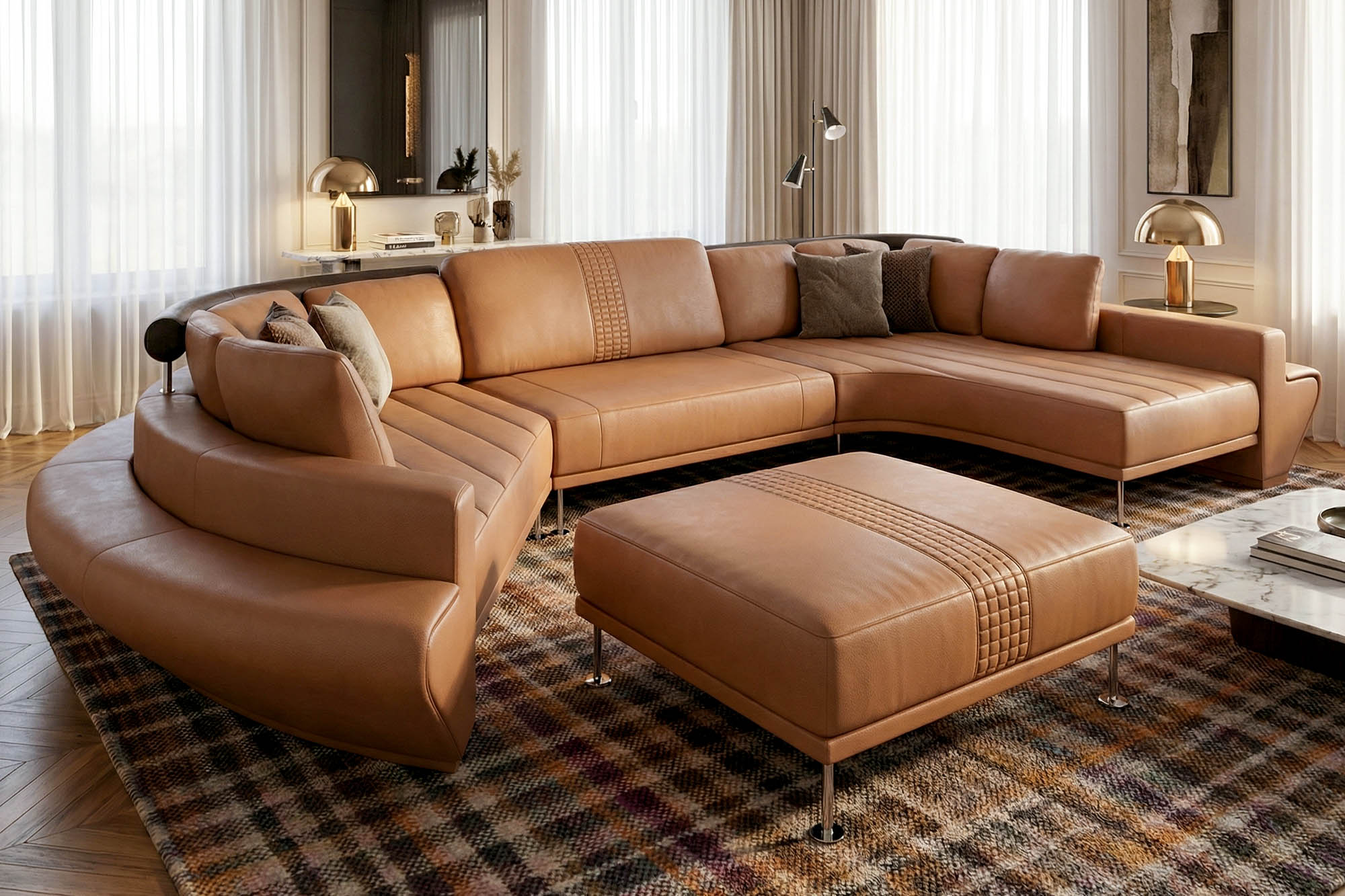Las Vegas Leather Curve Sectional