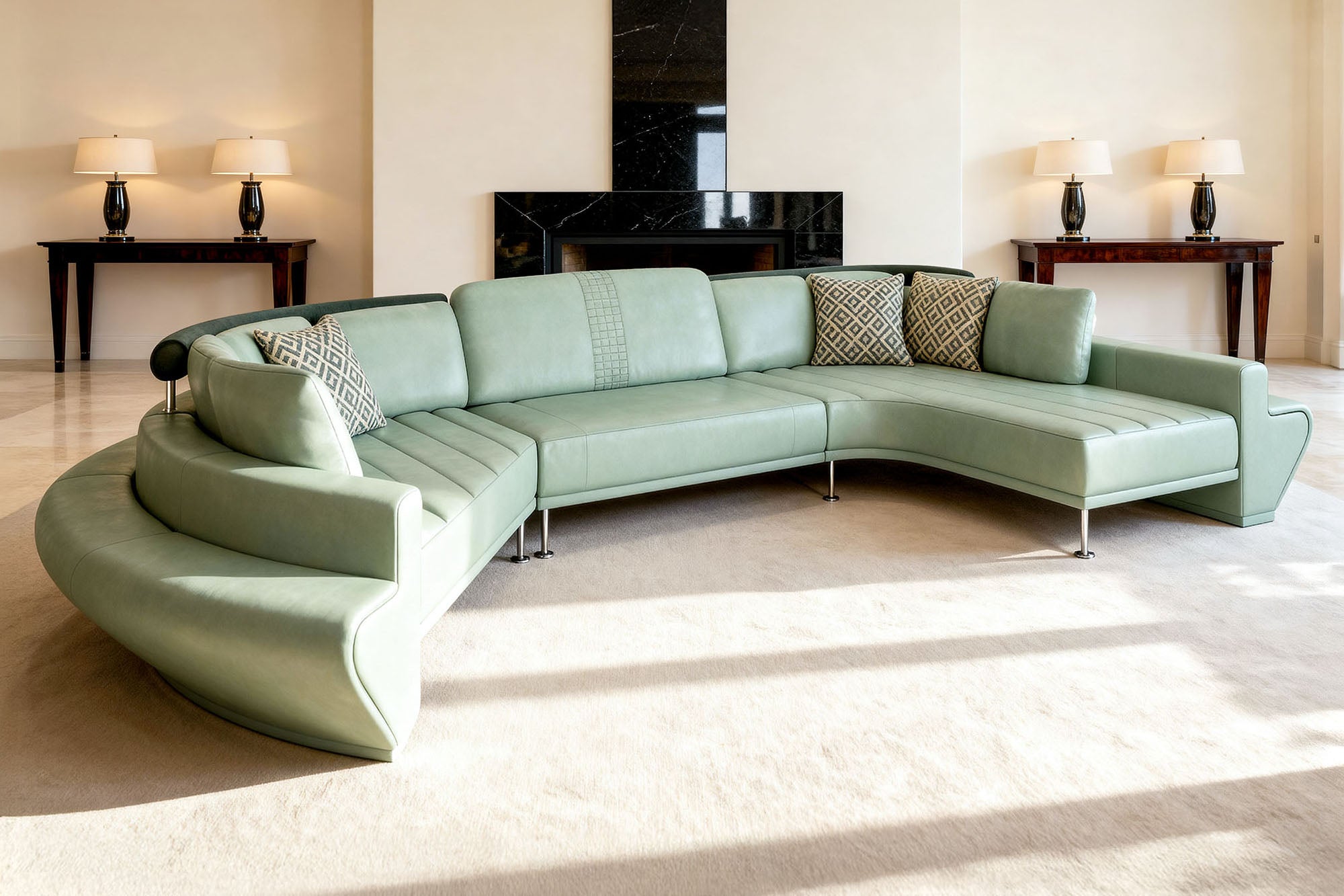 Las Vegas Leather Curve Sectional