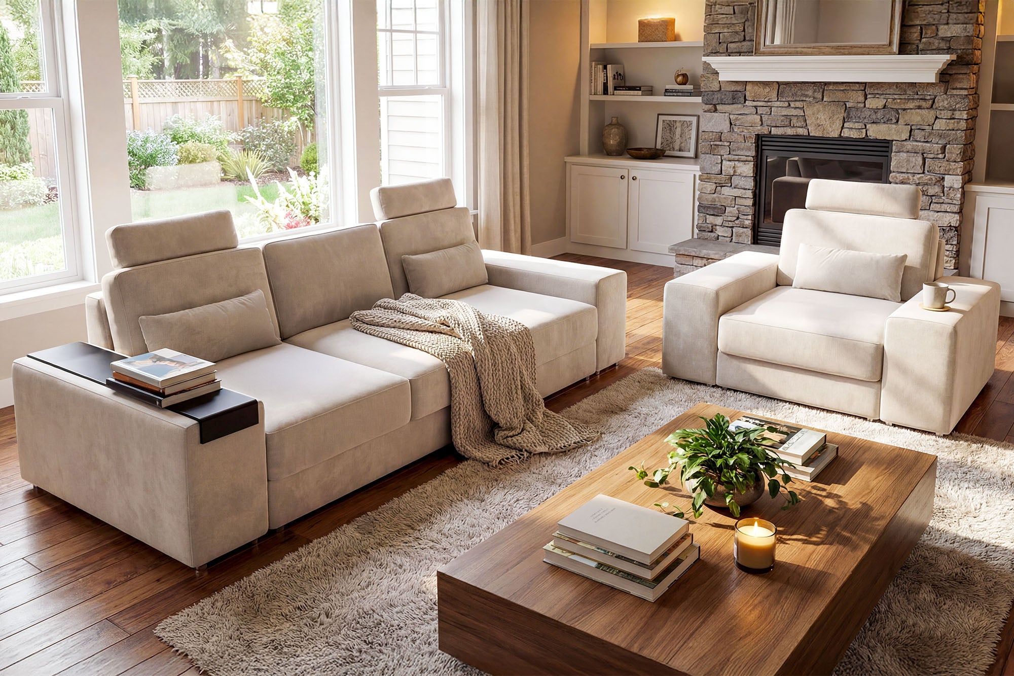 Los Angeles Modern Fabric Sofa Set