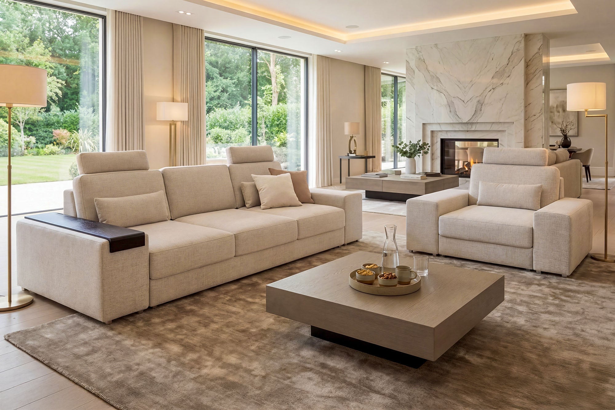 Los Angeles Modern Fabric Sofa Set