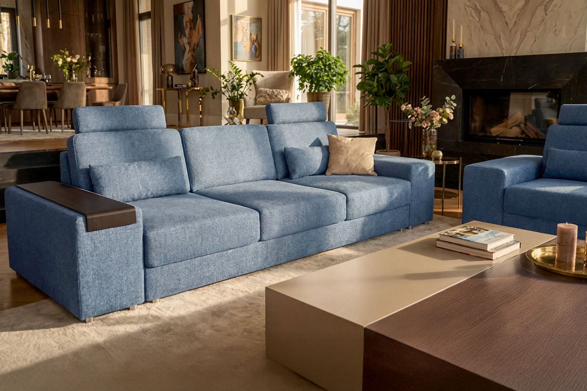 Los Angeles Modern Fabric 3 Seater Sofa