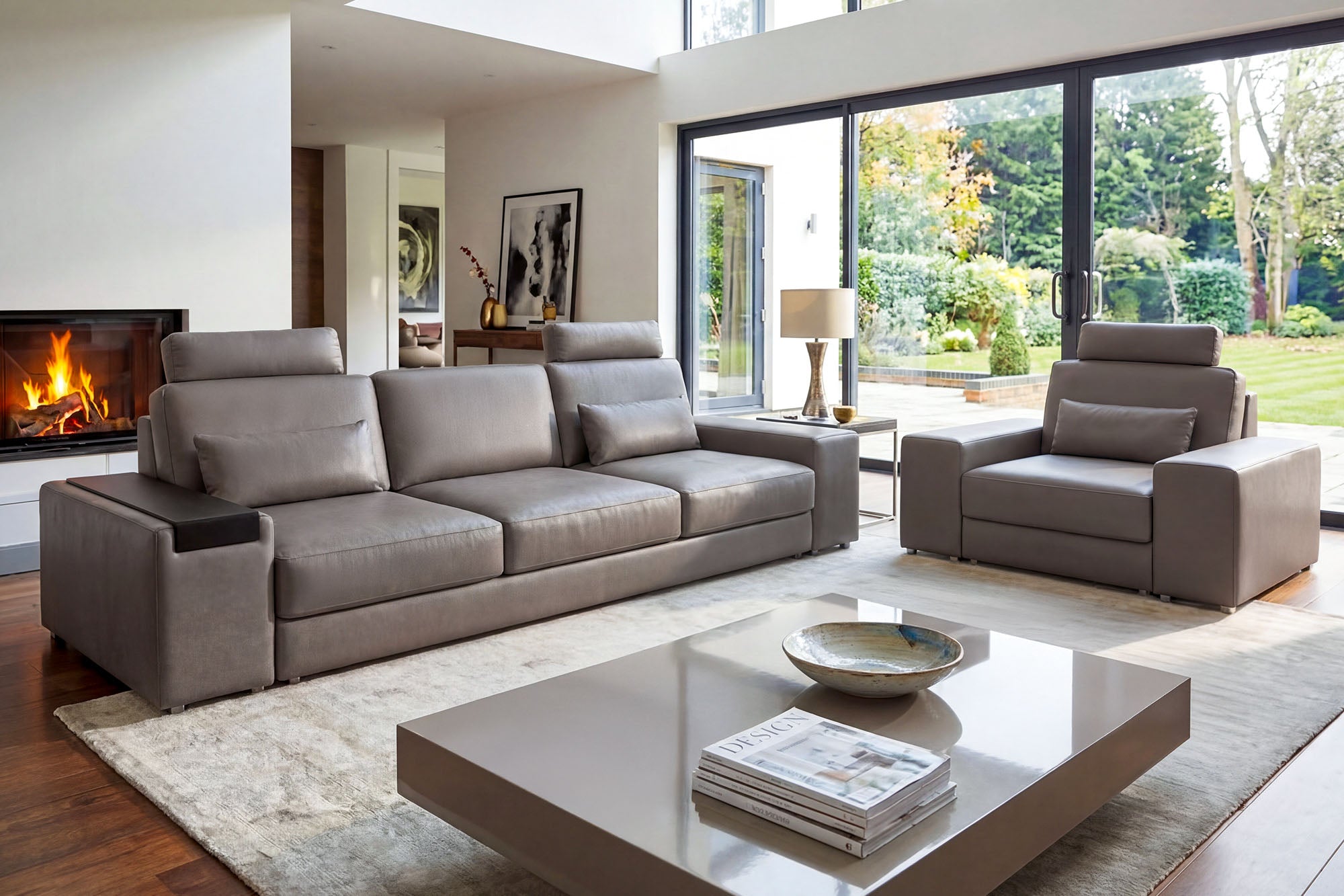 Los Angeles Modern Leather Sofa Set
