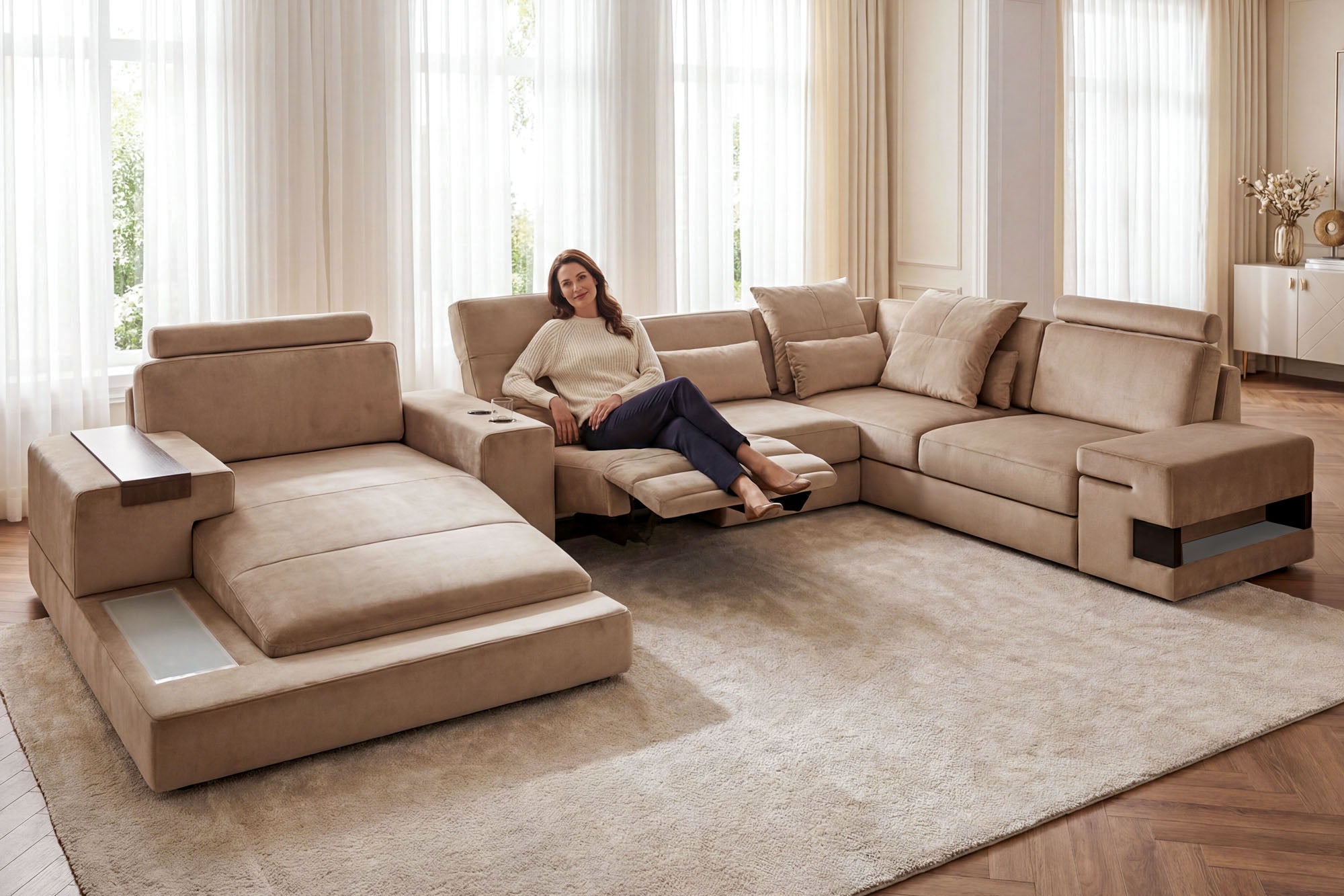 Los Angeles Fabric U-Chaise Sectional