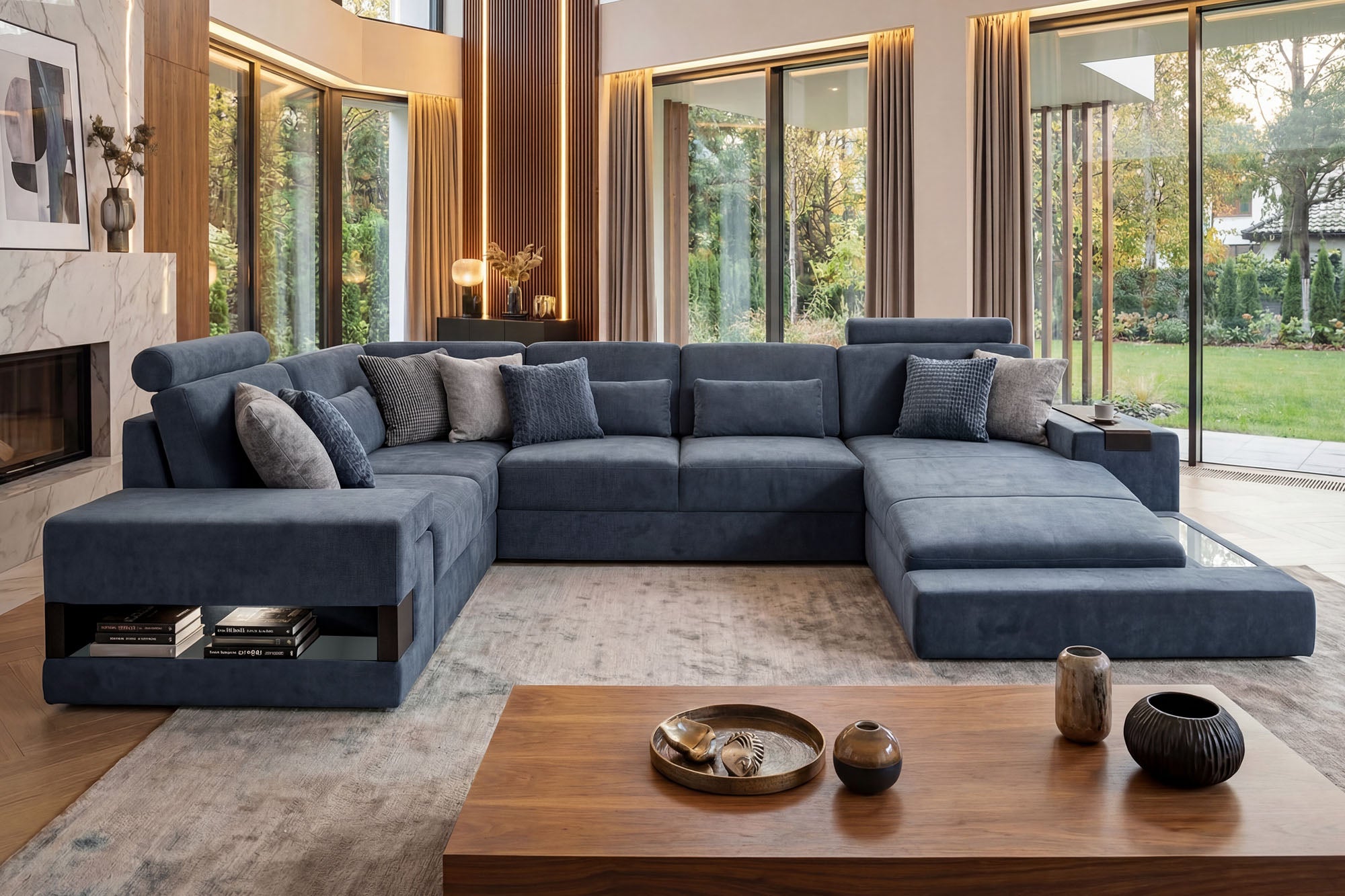 Los Angeles Fabric U-Chaise Sectional