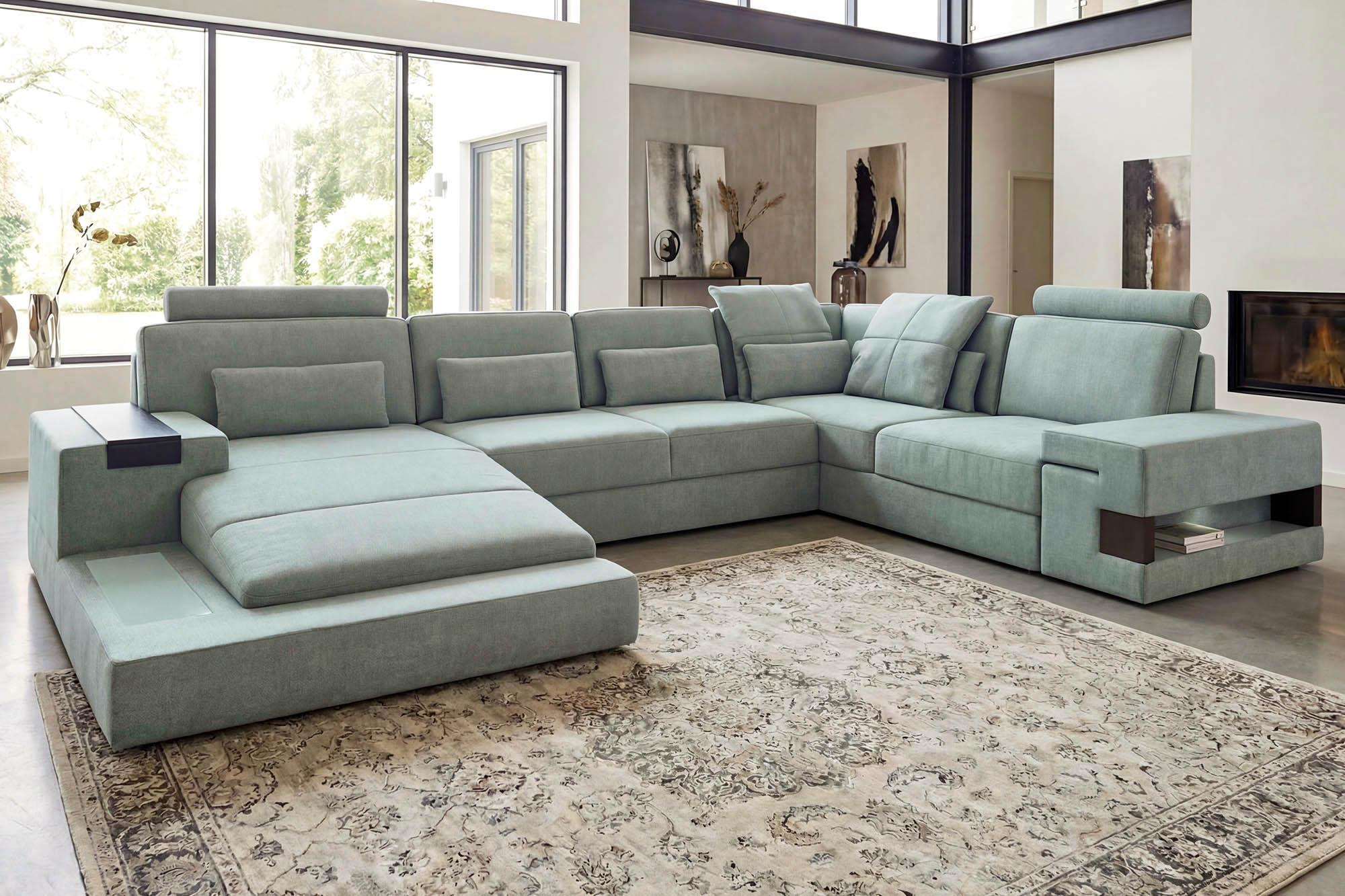 Los Angeles Fabric U-Chaise Sectional