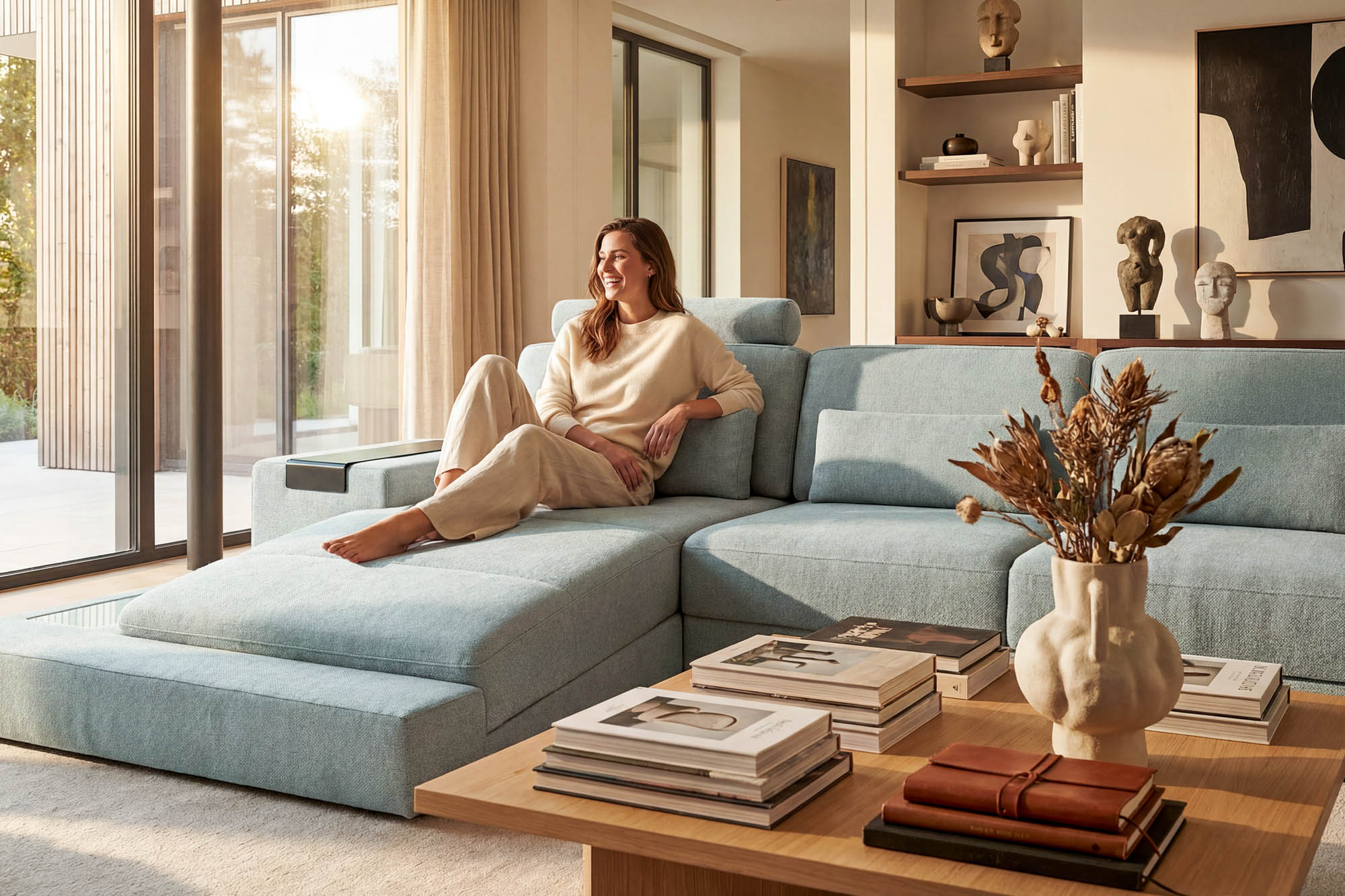 Los Angeles Fabric U-Chaise Sectional