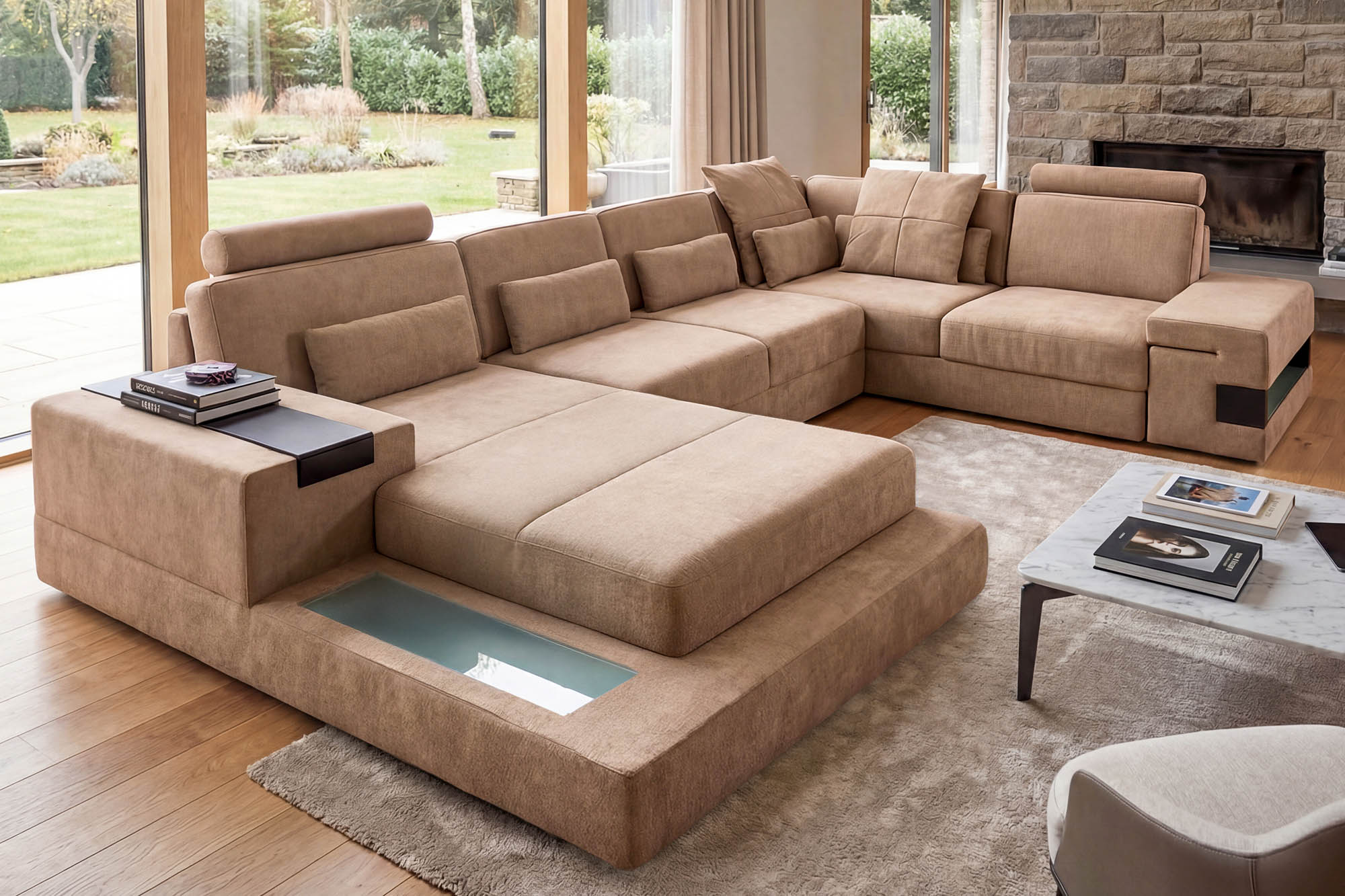 Los Angeles Fabric U-Chaise Sectional